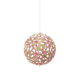 Floral Pendant Light: Small + Bamboo + Pink + White