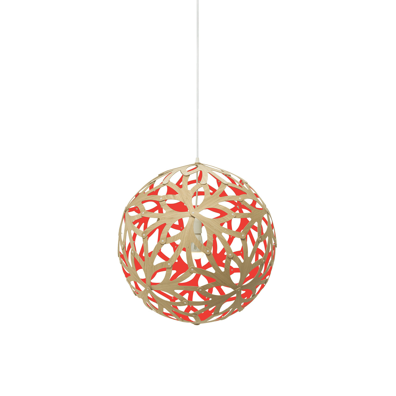 Floral Pendant Light: Small + Bamboo + Red + White
