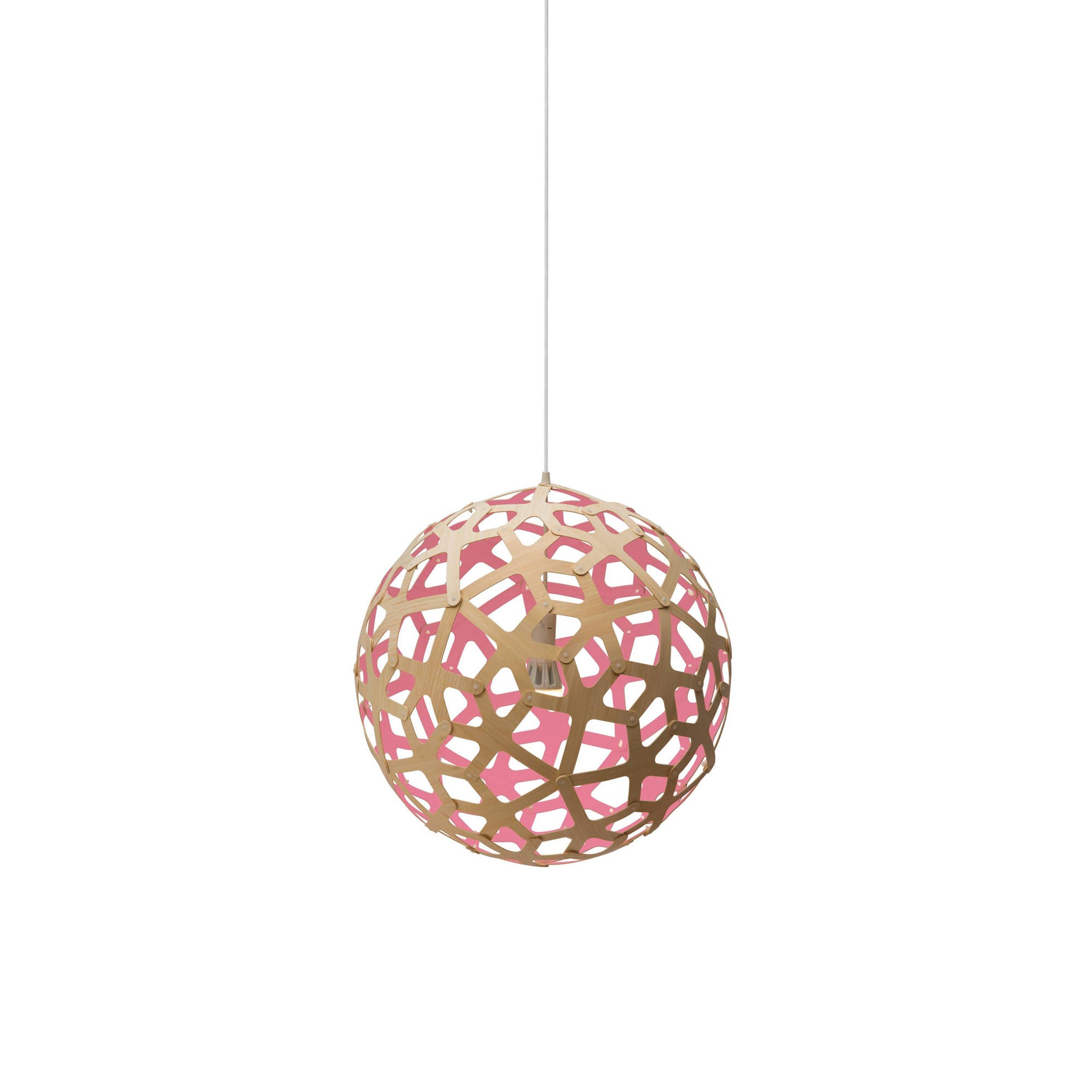 Coral Pendant Light: Small + Bamboo + Pink + White