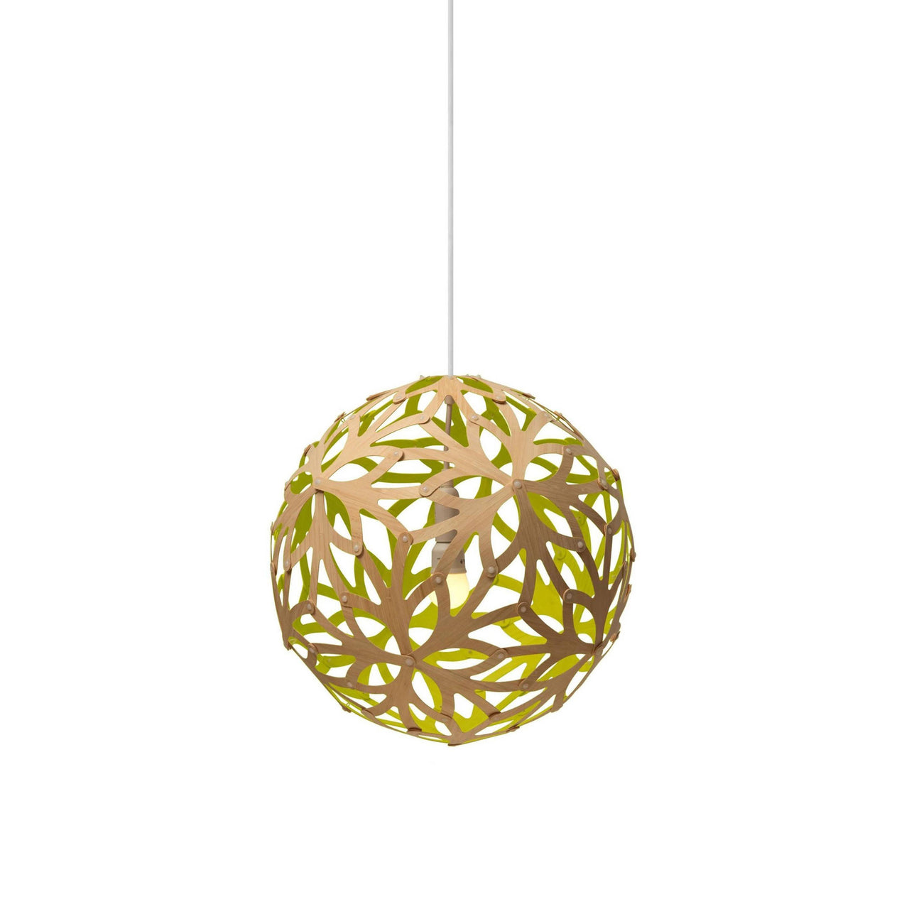 Floral Pendant Light: Small + Bamboo + Lime + White