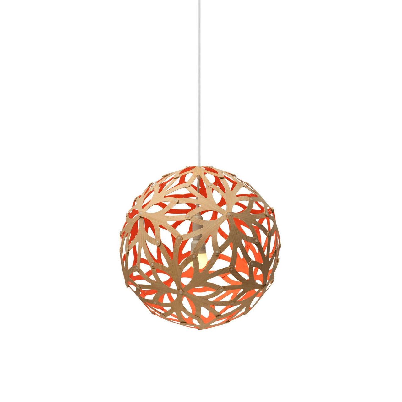 Floral Pendant Light: Small + Bamboo + Orange + White