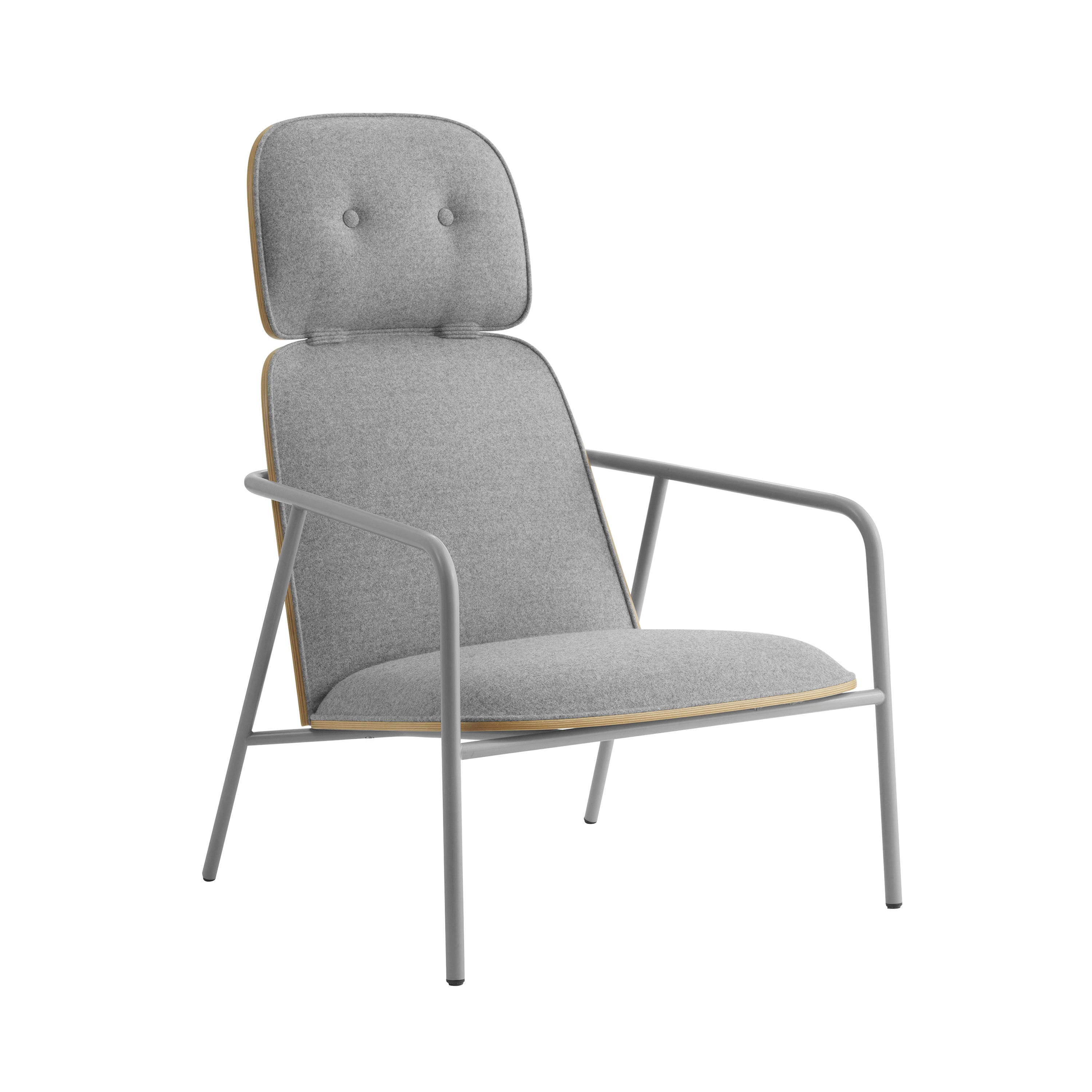 Pad Lounge Chair: High + Grey Steel + Oak