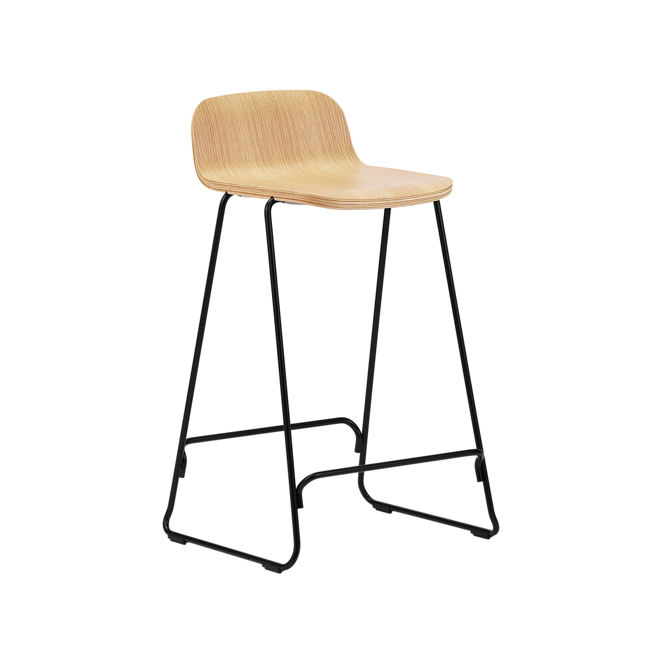 Just Bar + Counter Stool with Back: Counter + Oak + Black