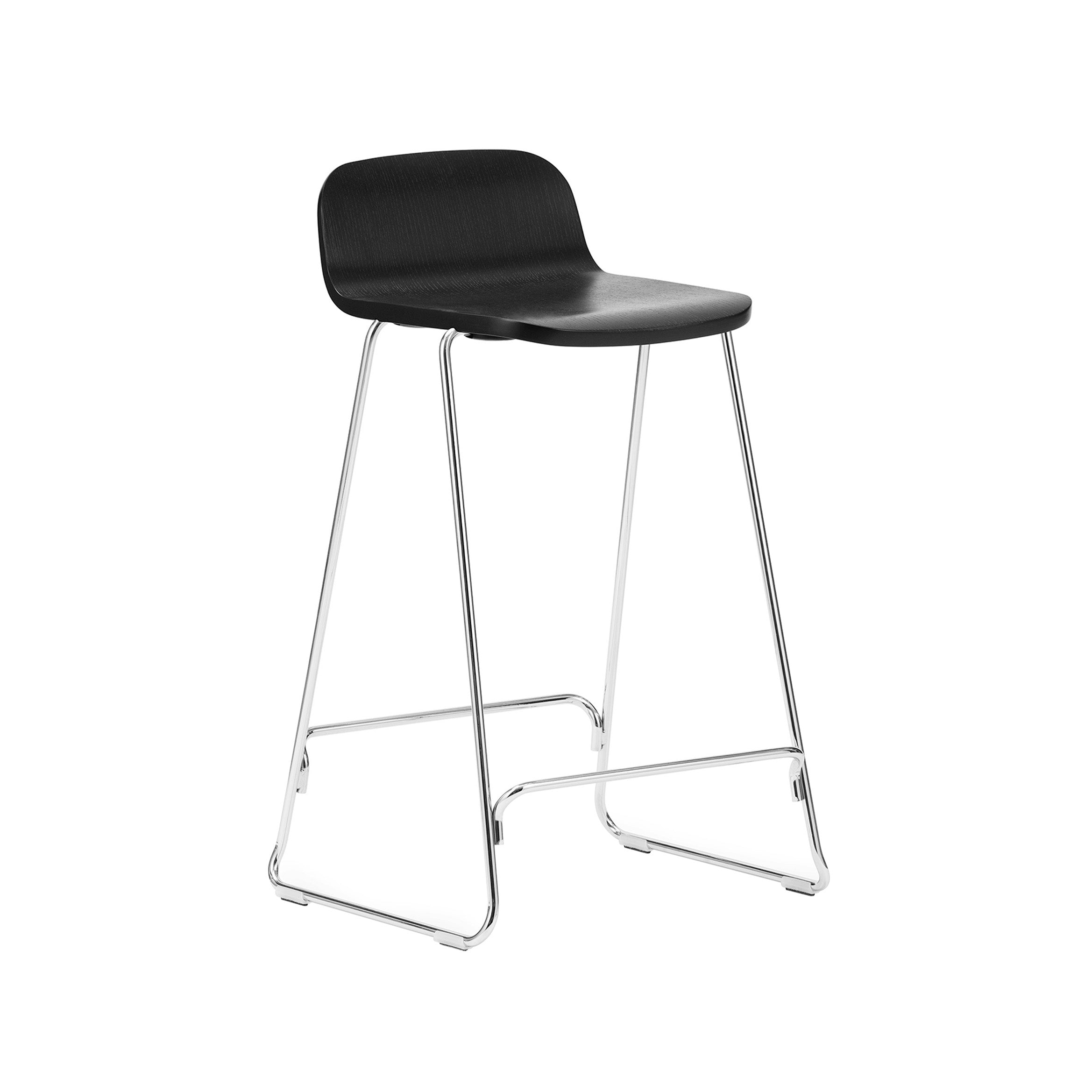 Just Bar + Counter Stool with Back: Counter + Black + Chrome