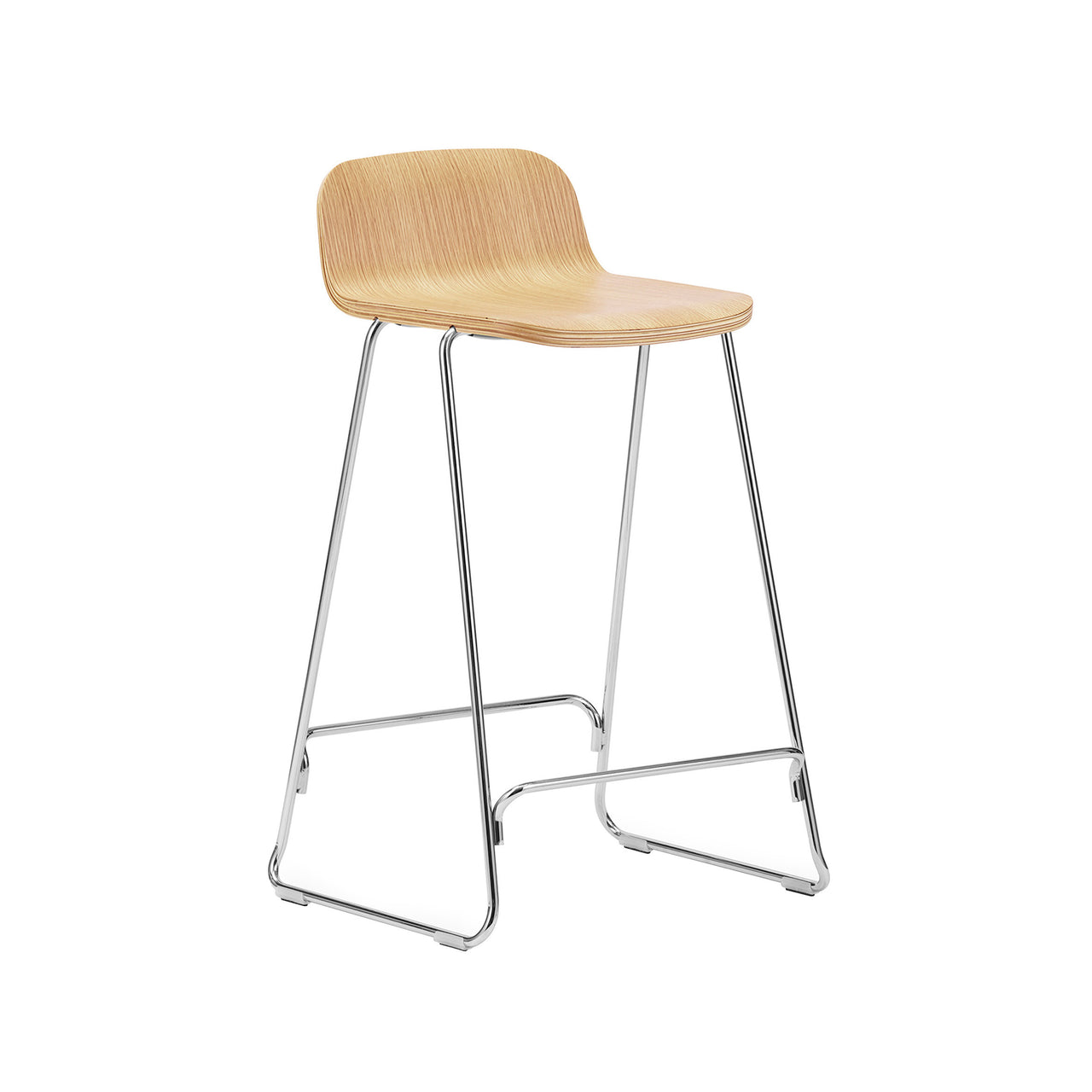 Just Bar + Counter Stool with Back: Counter + Oak + Chrome