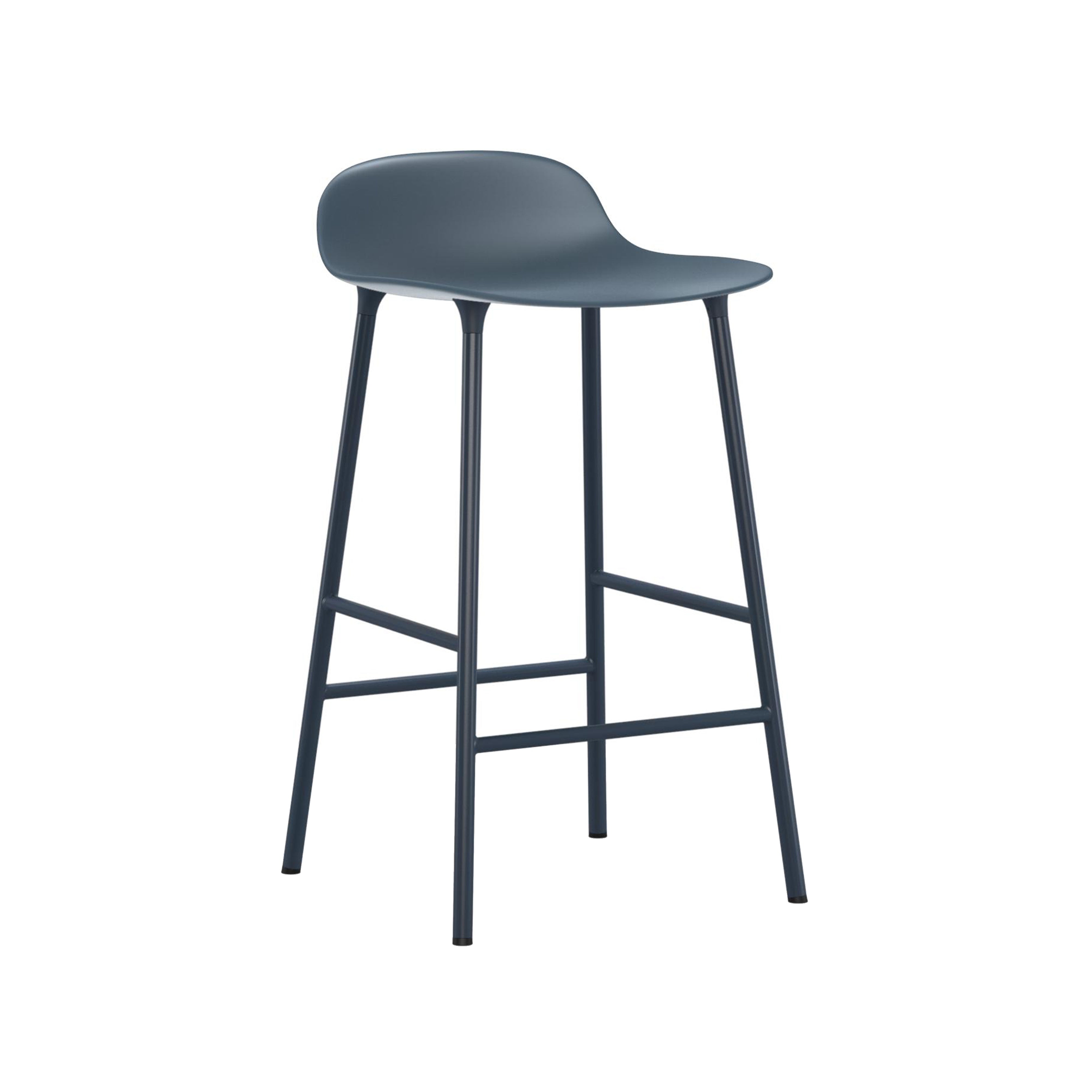 Form Bar + Counter Stool: Steel + Counter + Blue
