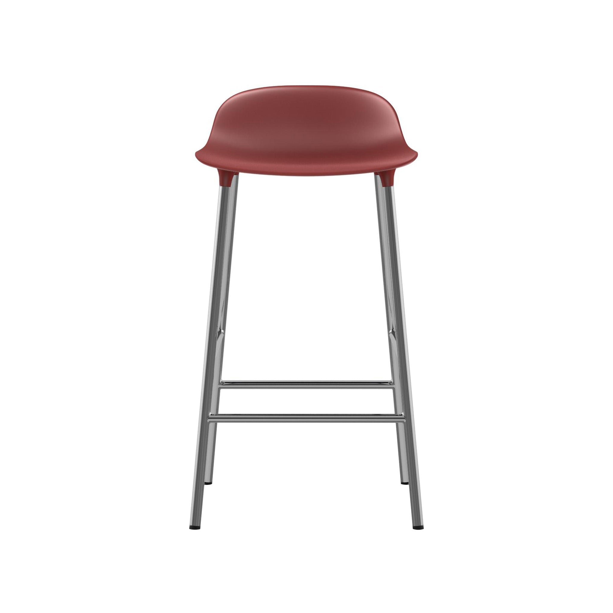 Form Bar + Counter Stool: Chrome + Counter + Red