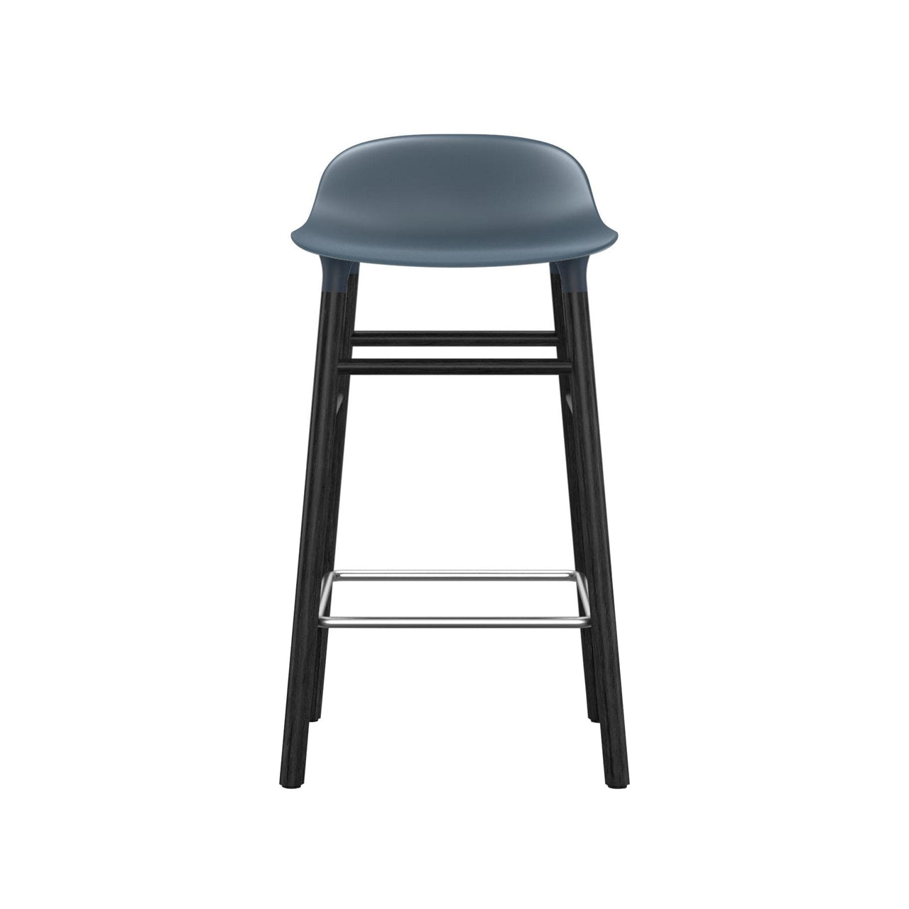 Form Bar + Counter Stool: Black Lacquered Oak + Counter + Blue
