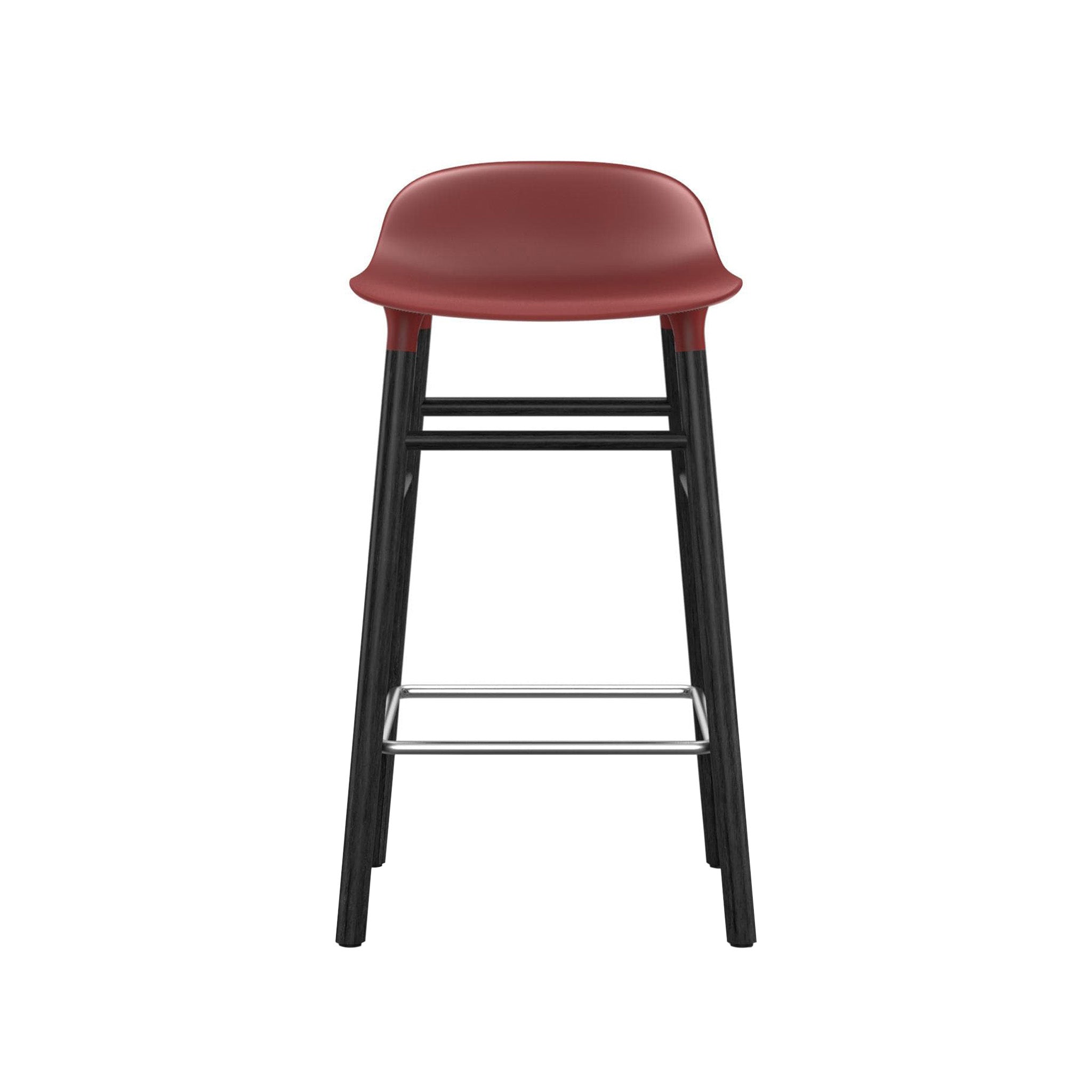 Form Bar + Counter Stool: Black Lacquered Oak + Counter + Red