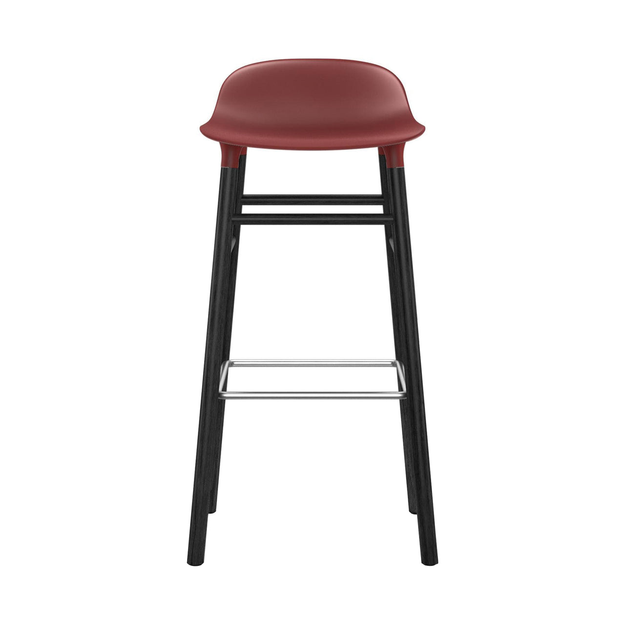 Form Bar + Counter Stool: Black Lacquered Oak + Bar + Red