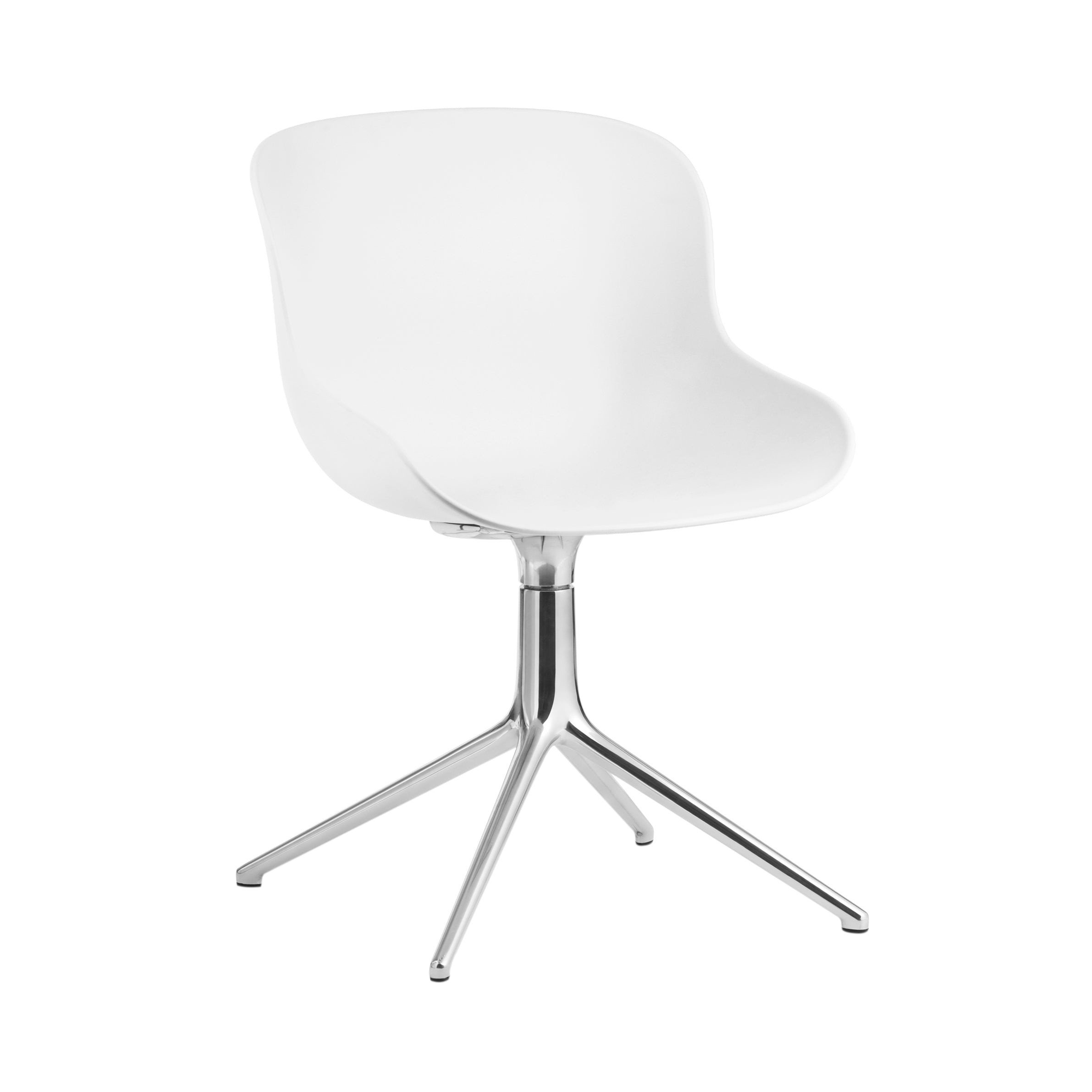 Hyg 4 Legs Swivel Chair: White + Aluminum