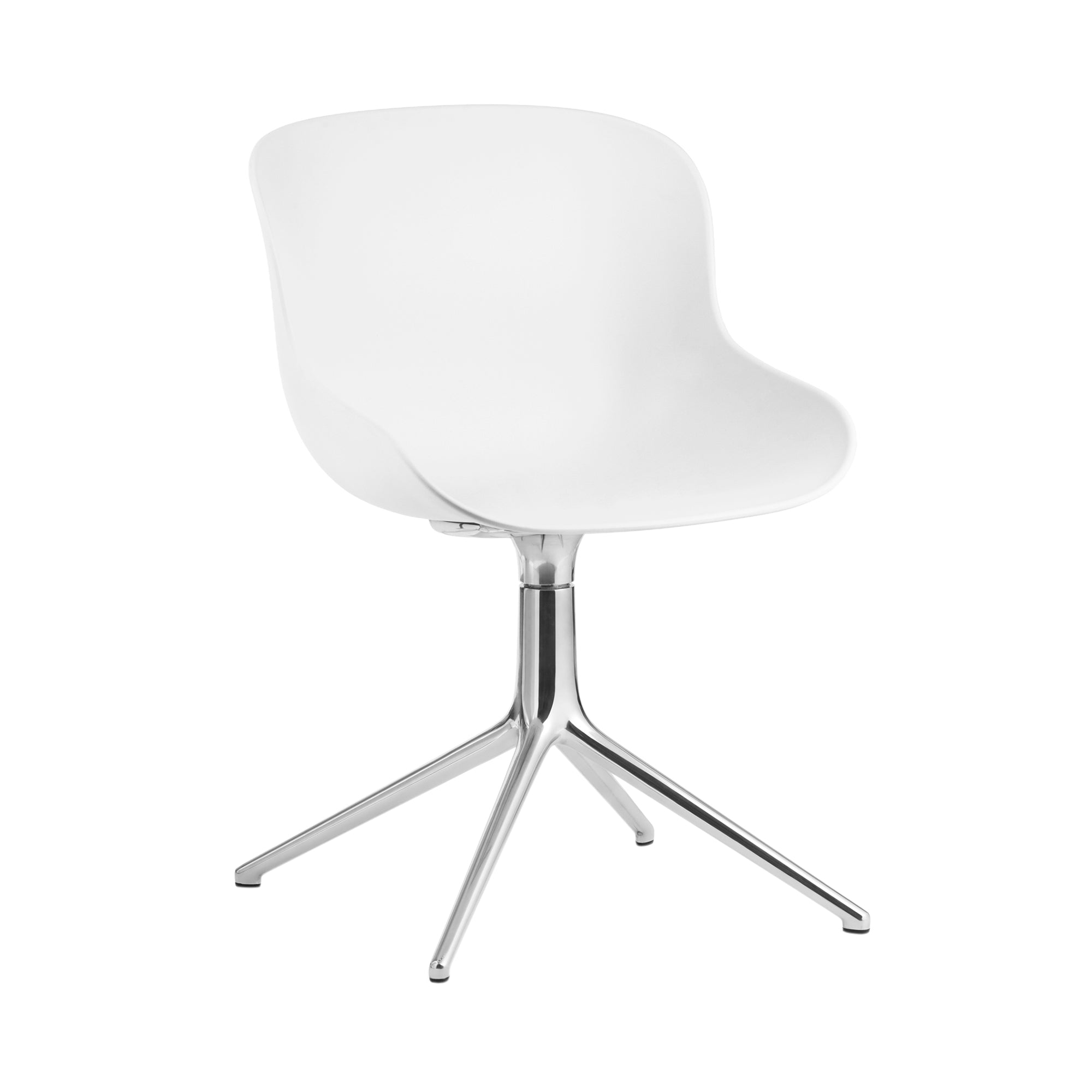 Hyg 4 Legs Swivel Chair: White + Aluminum