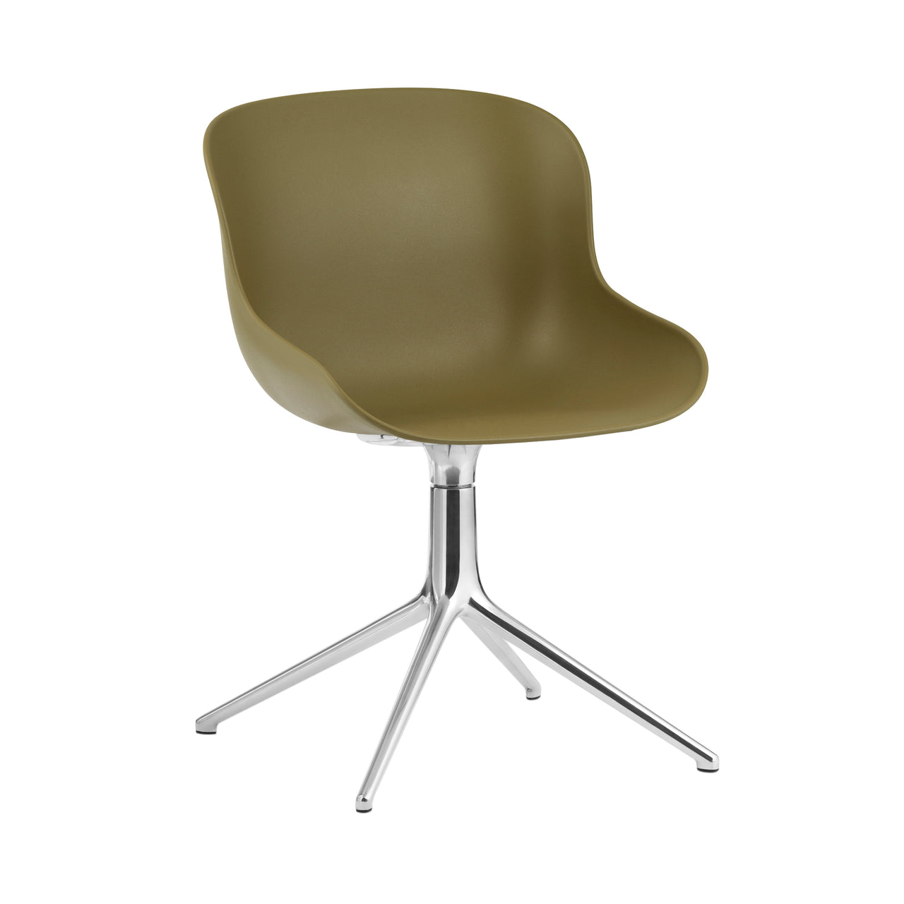 Hyg 4 Legs Swivel Chair: Olive + Aluminum