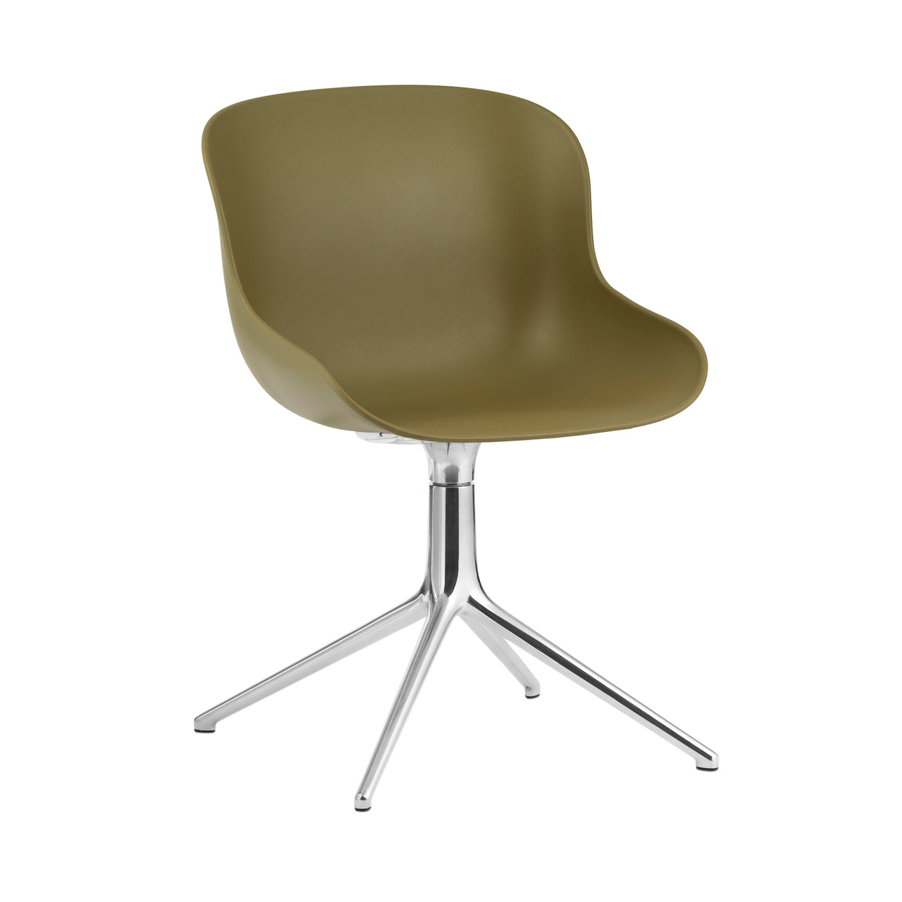 Hyg 4 Legs Swivel Chair: Olive + Aluminum