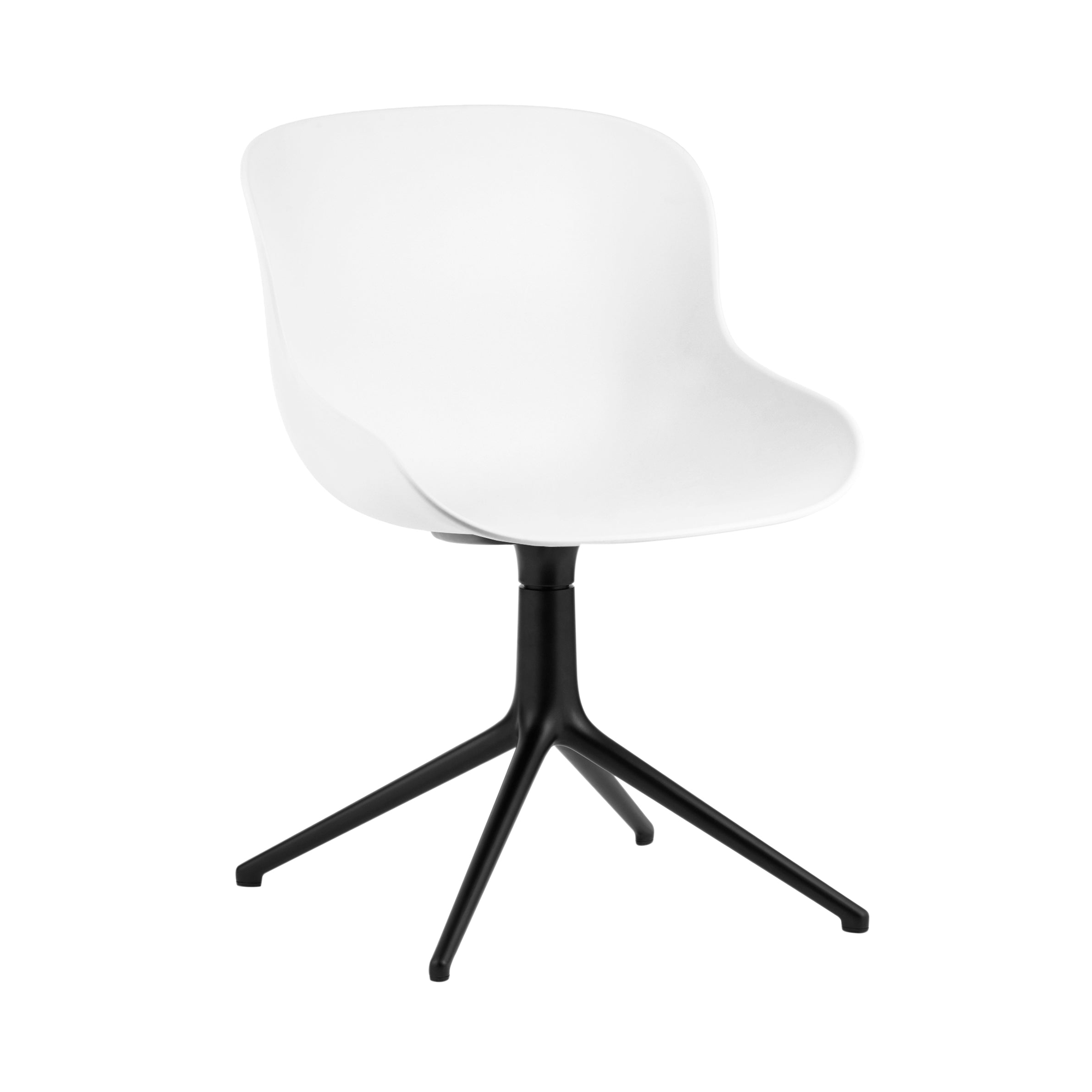 Hyg 4 Legs Swivel Chair: White + Black Aluminum