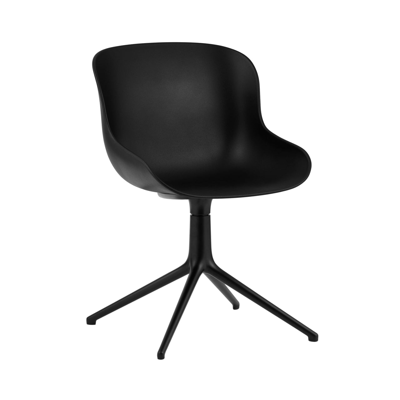 Hyg 4 Legs Swivel Chair: Black + Black Aluminum