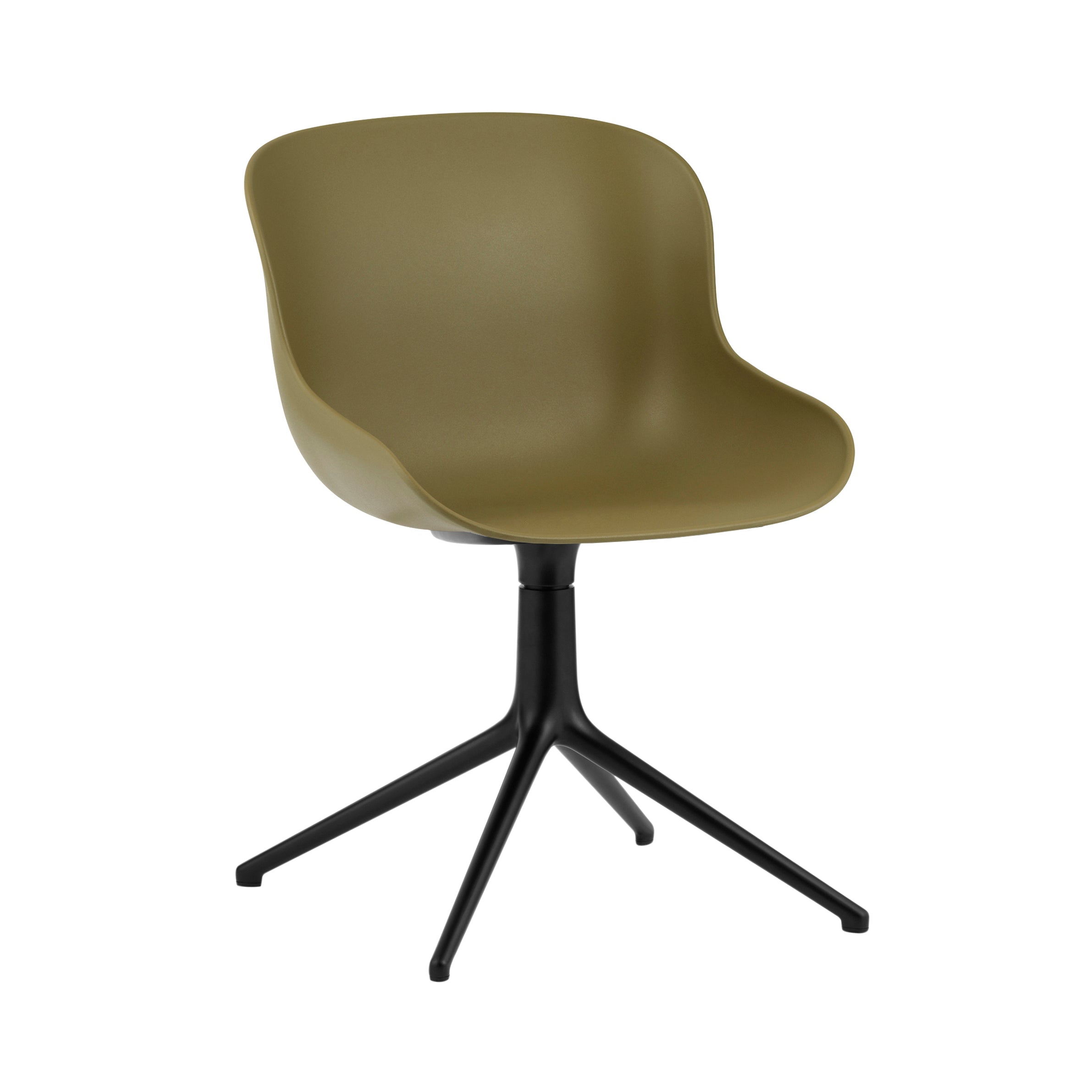 Hyg 4 Legs Swivel Chair: Olive + Black Aluminum
