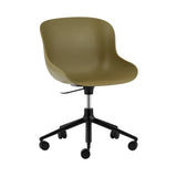 Hyg 5W Swivel Chair: Gaslift + Black Aluminum + Olive