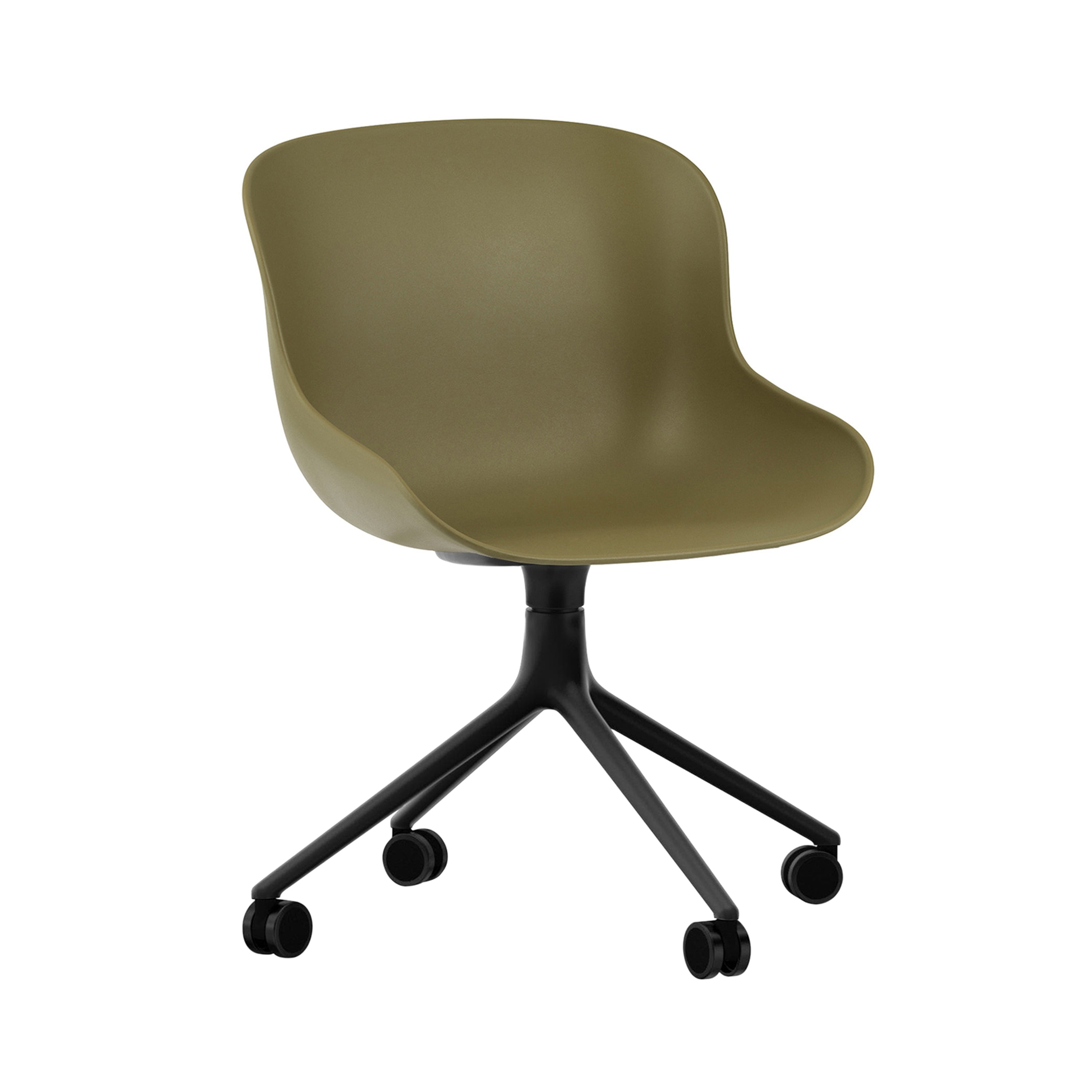 Hyg Chair Swivel 4W: Olive + Black Aluminum