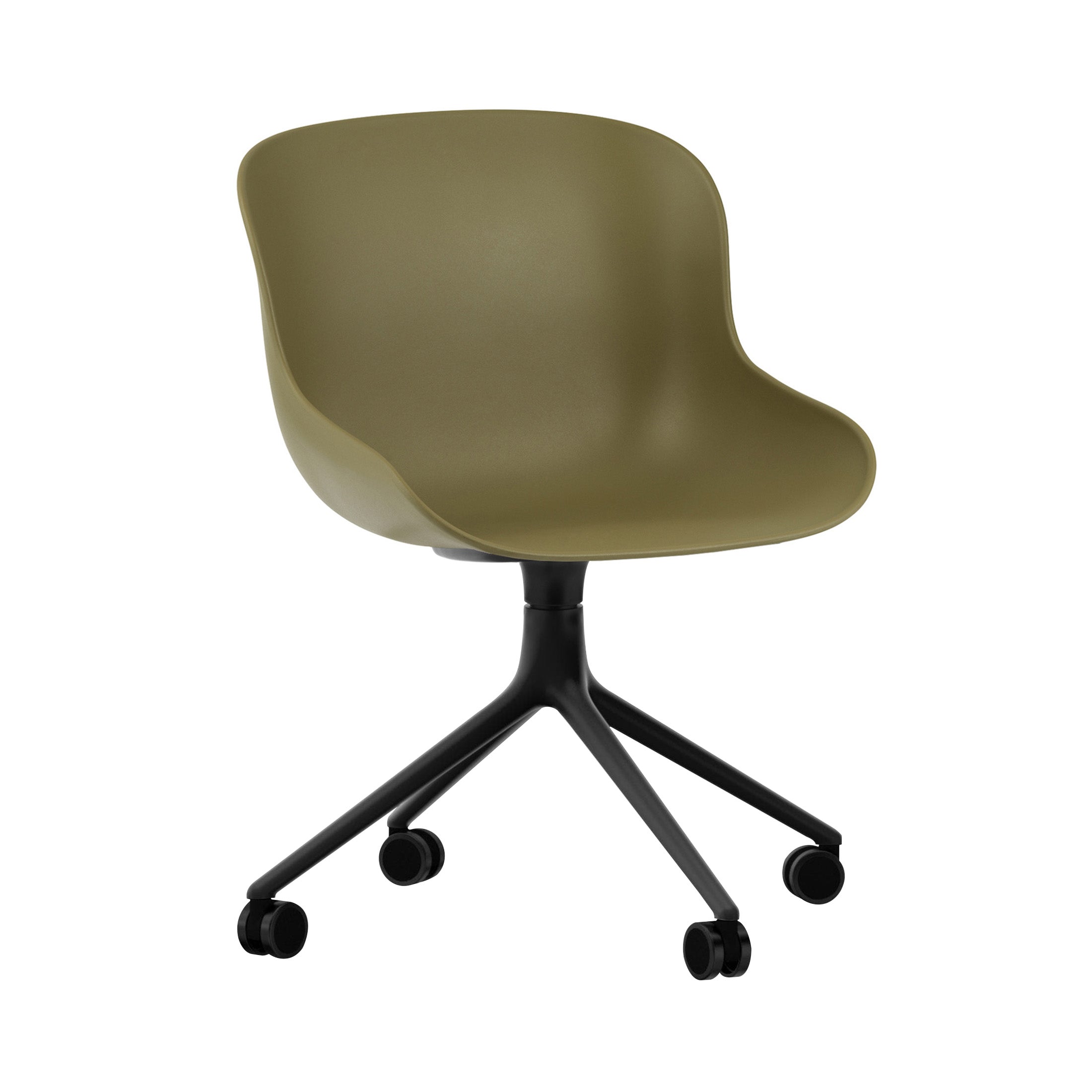 Hyg Chair Swivel 4W: Olive + Black Aluminum