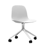 Form Chair: Swivel + White + Aluminum + With Castors