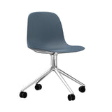 Form Chair: Swivel + Blue + Aluminum + With Castors