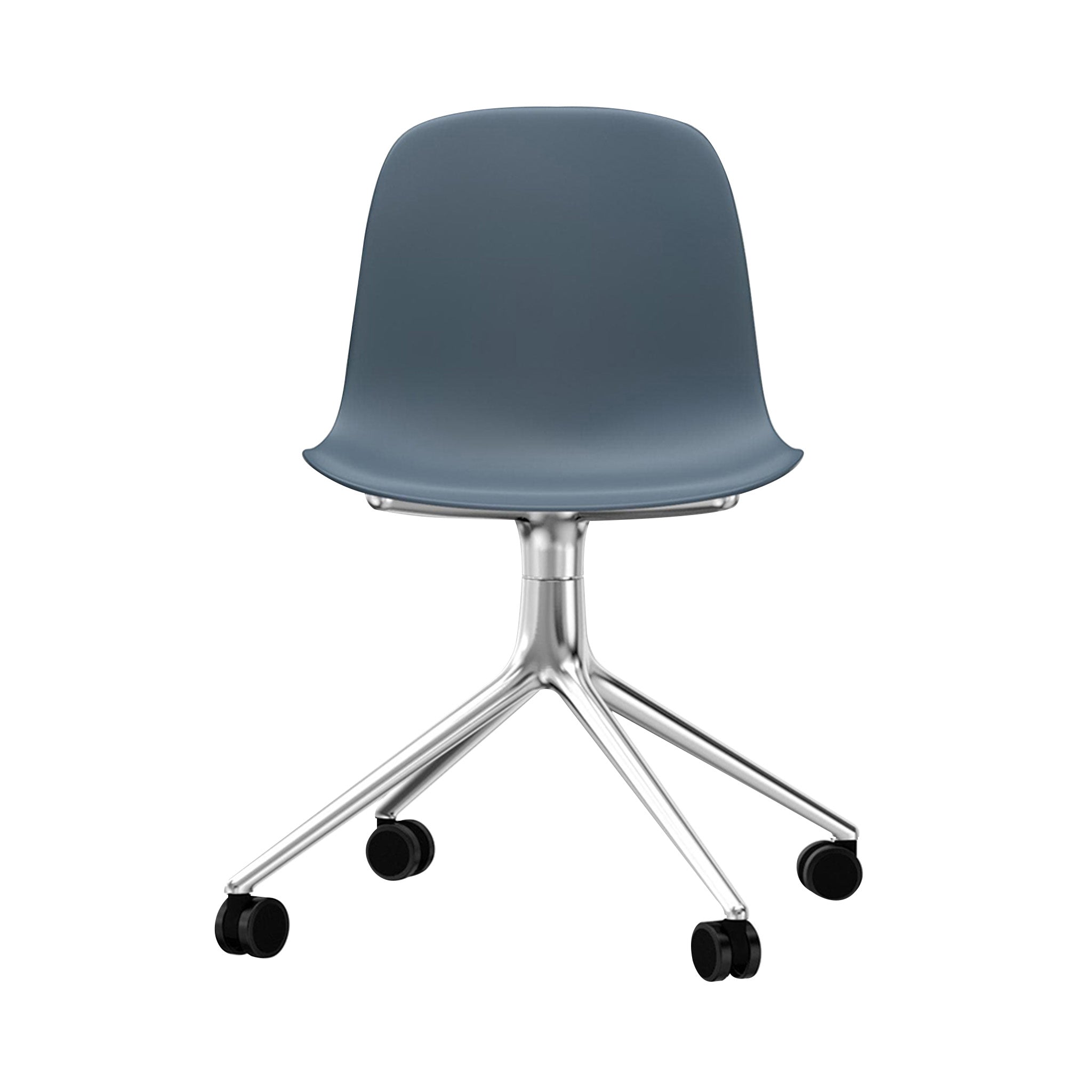 Form Chair: Swivel + Blue + Aluminum + With Casters