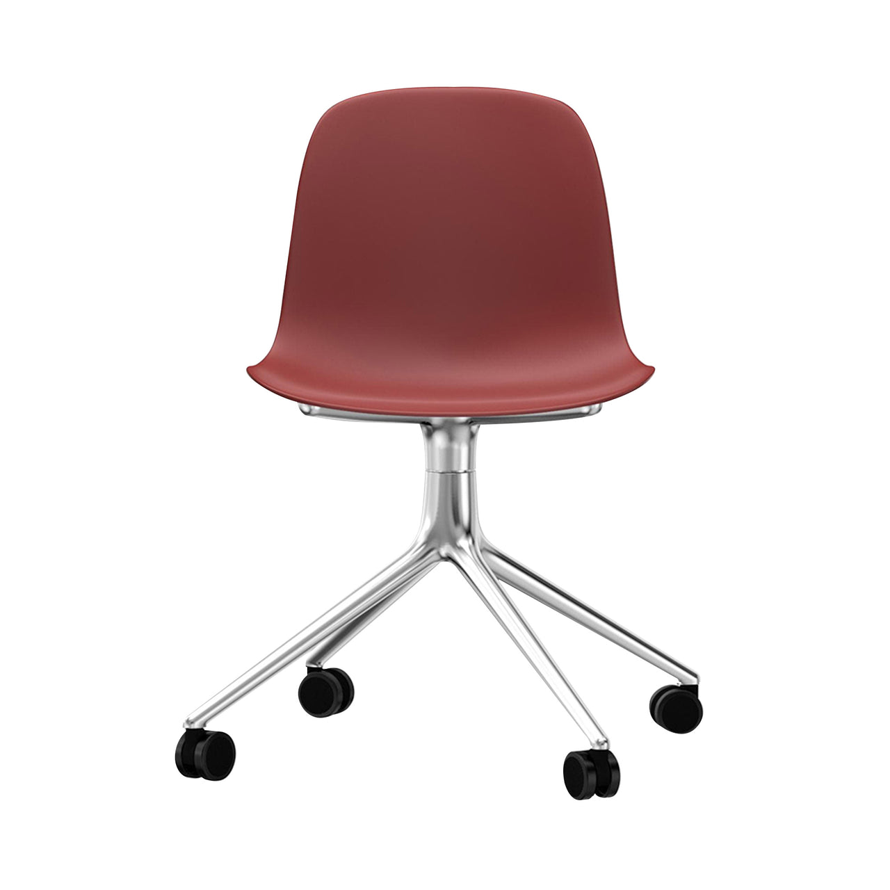 Form Chair: Swivel + Red + Aluminum + With Casters