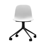 Form Chair: Swivel + White + Black Aluminum + With Casters