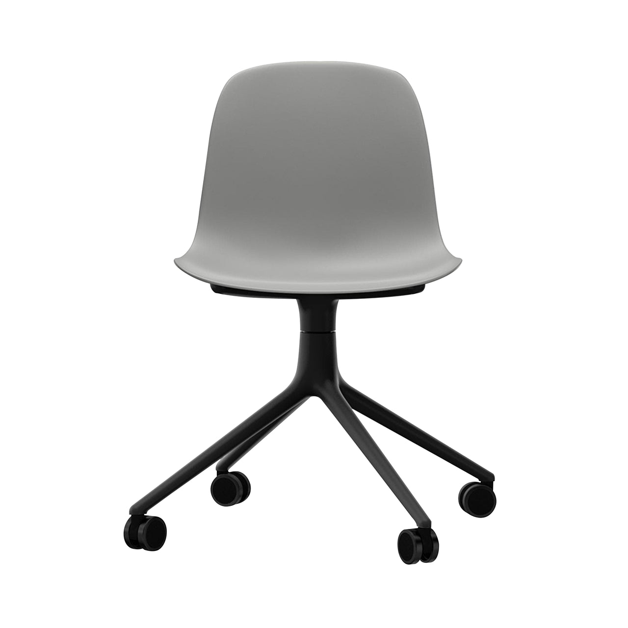 Form Chair: Swivel + Grey + Black Aluminum + With Casters