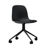 Form Chair: Swivel + Black + Black Aluminum + With Castors