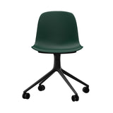 Form Chair: Swivel + Green + Black Aluminum + With Casters