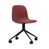 Form Chair: Swivel + Red + Black Aluminum + With Castors