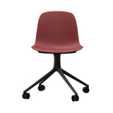 Form Chair: Swivel + Red + Black Aluminum + With Casters