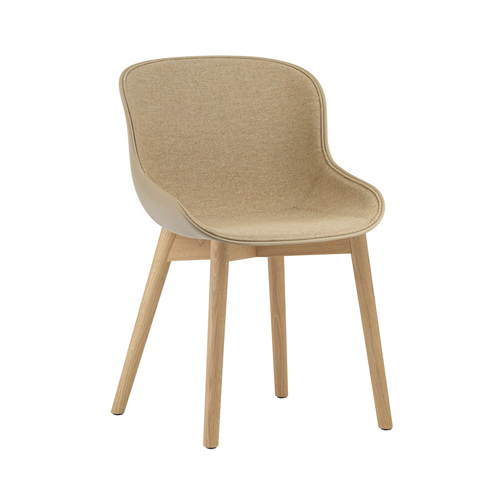 Hyg Chair: Wood Base + Front Upholstered + Oak + Sand