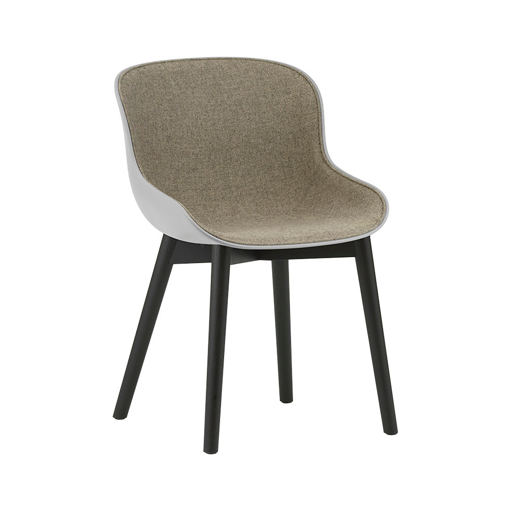 Hyg Chair: Wood Base + Front Upholstered + Black Oak + Grey
