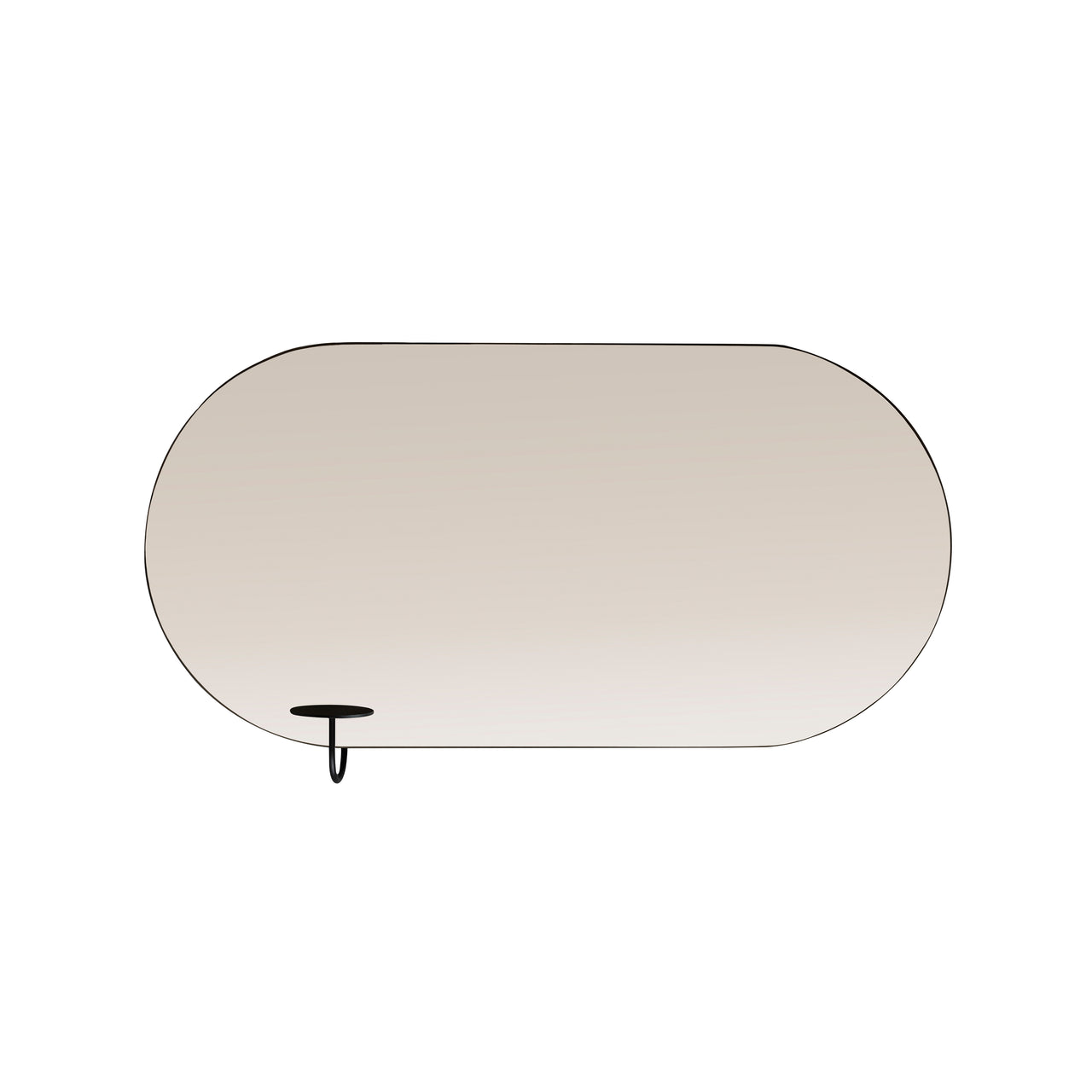 Miró Miró Mirror with Side Table: Oval + Bronze + Horizontal