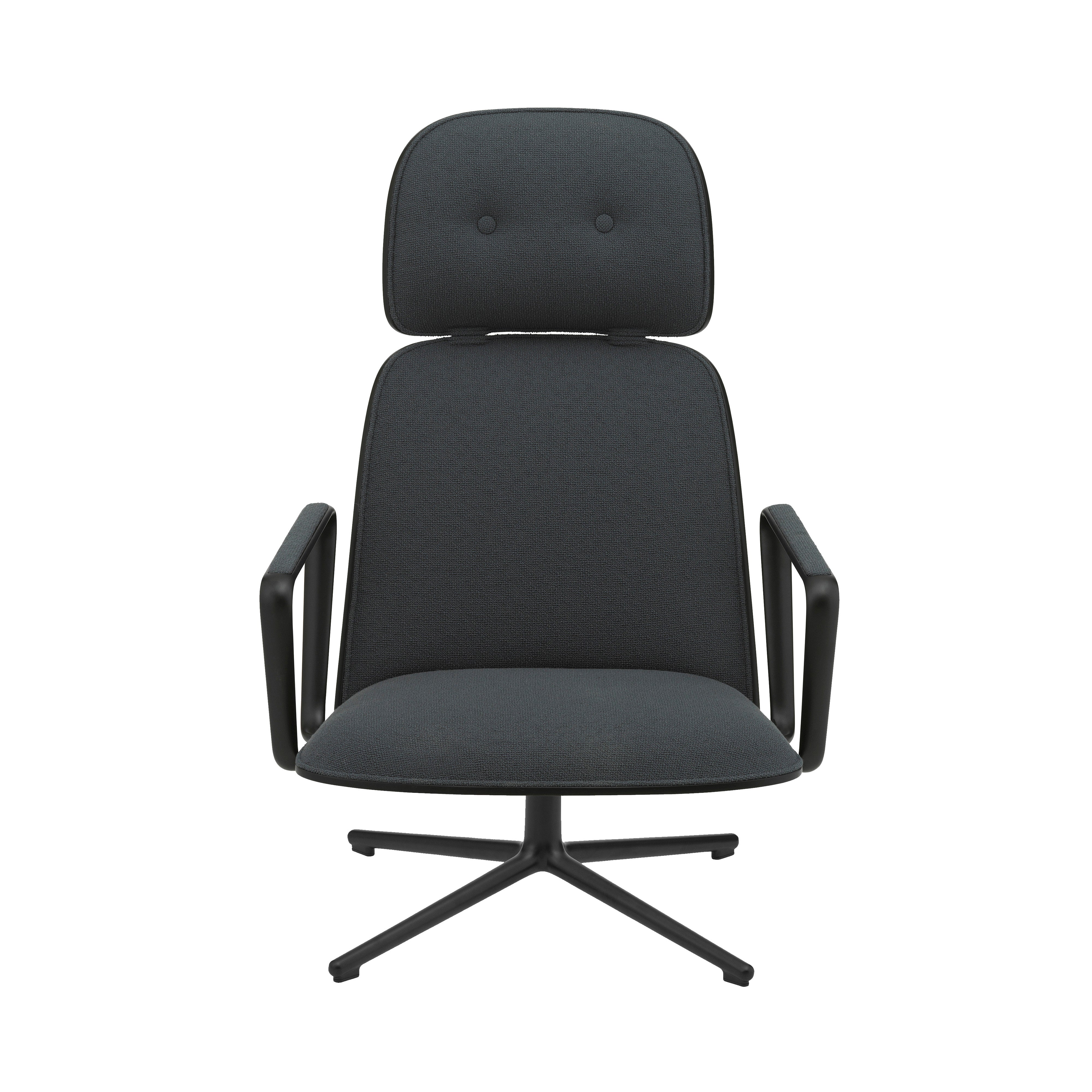 Pad Lounge Chair High Swivel: Black Aluminum + Black Oak + Without Tilt