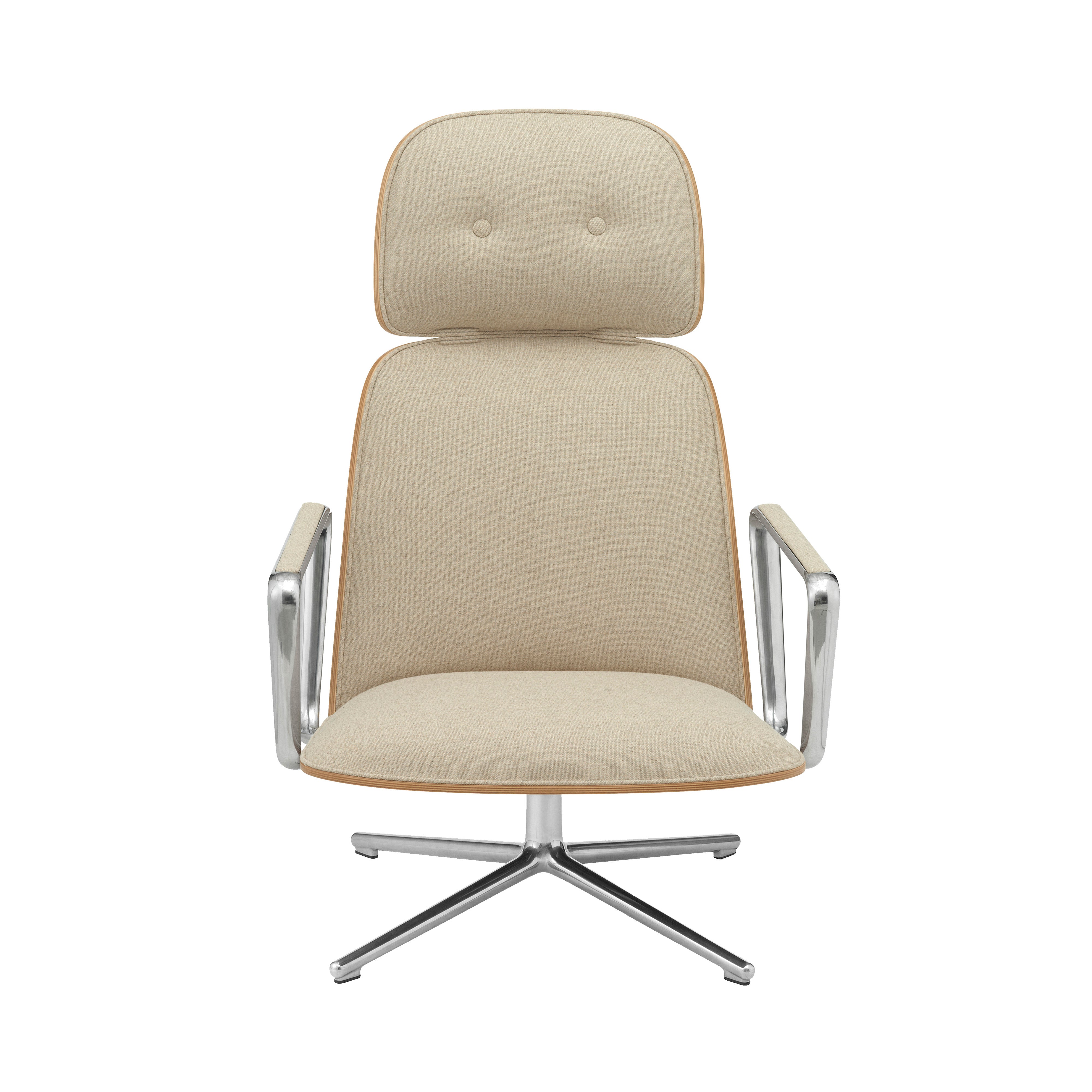 Pad Lounge Chair High Swivel: Aluminum + Oak + Without Tilt