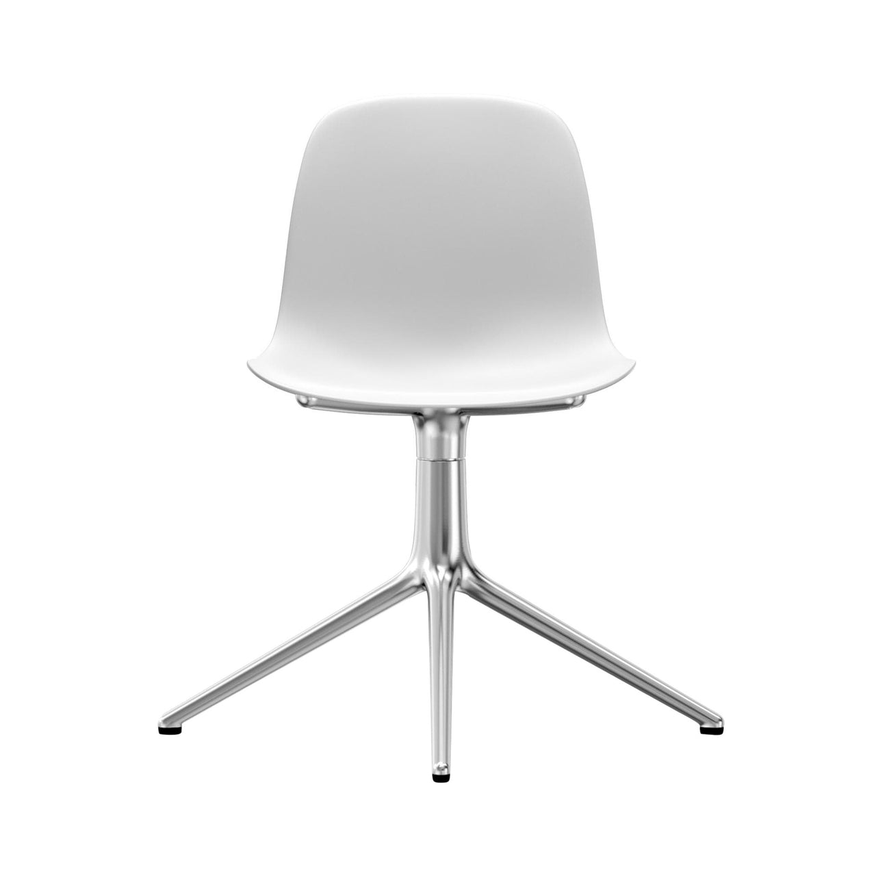Form Chair: Swivel + White + Aluminum + Without Casters