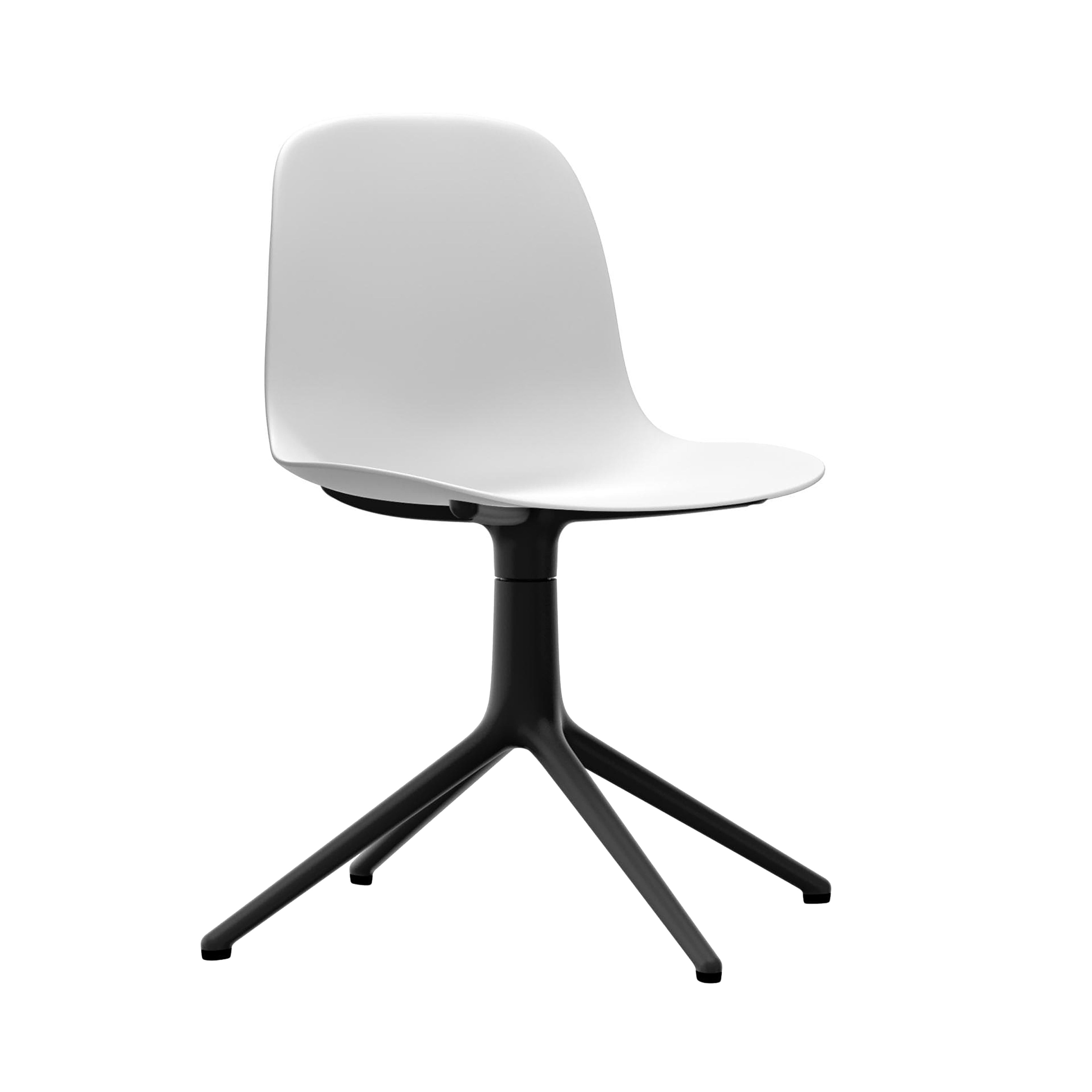 Form Chair: Swivel + White + Black Aluminum + Without Castors