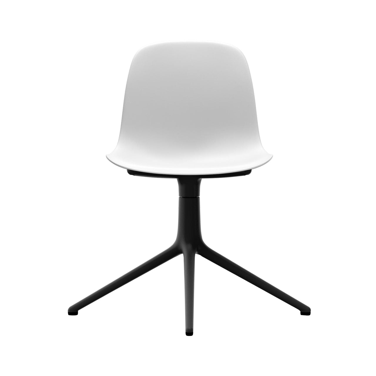 Form Chair: Swivel + White + Black Aluminum + Without Casters