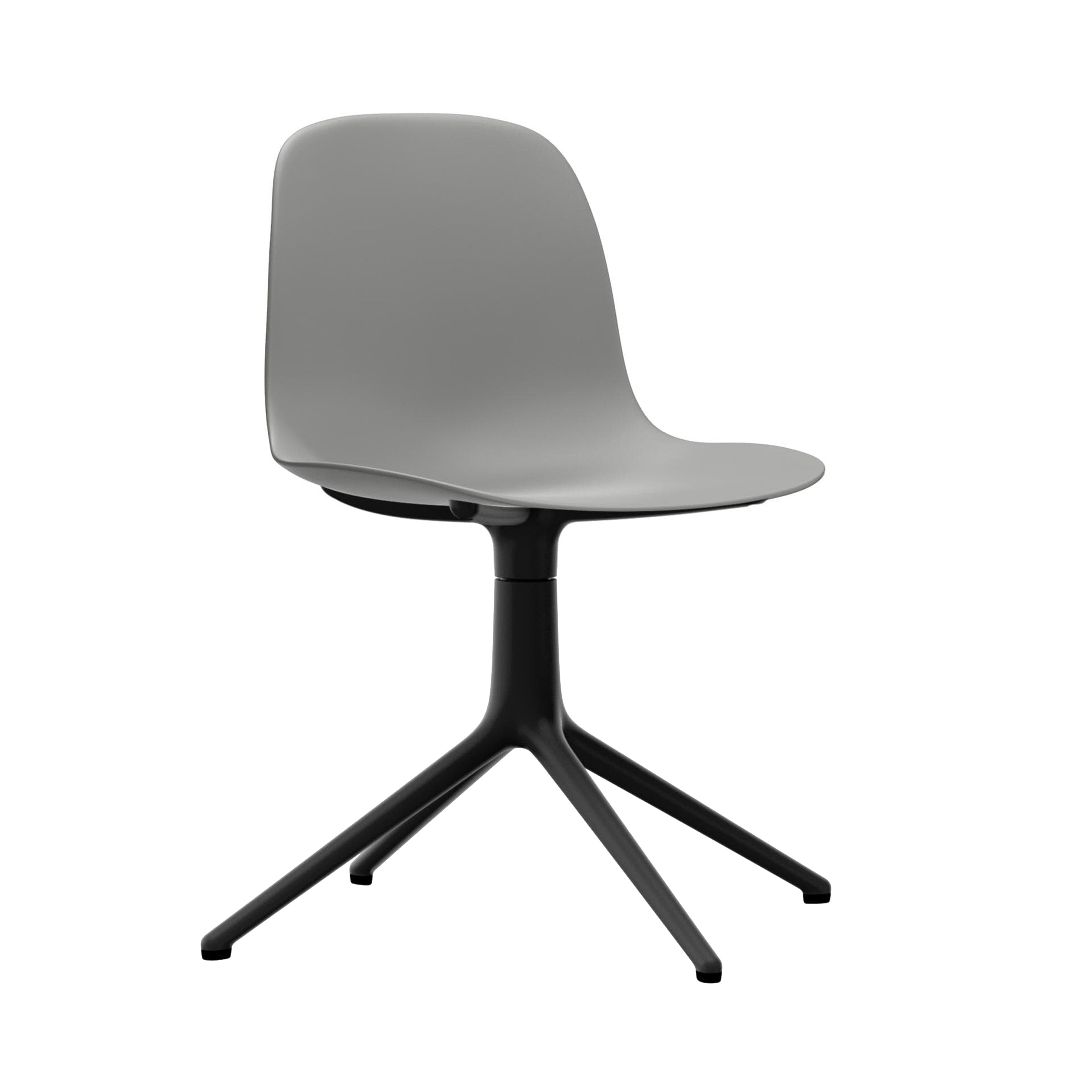 Form Chair: Swivel + Grey + Black Aluminum + Without Castors