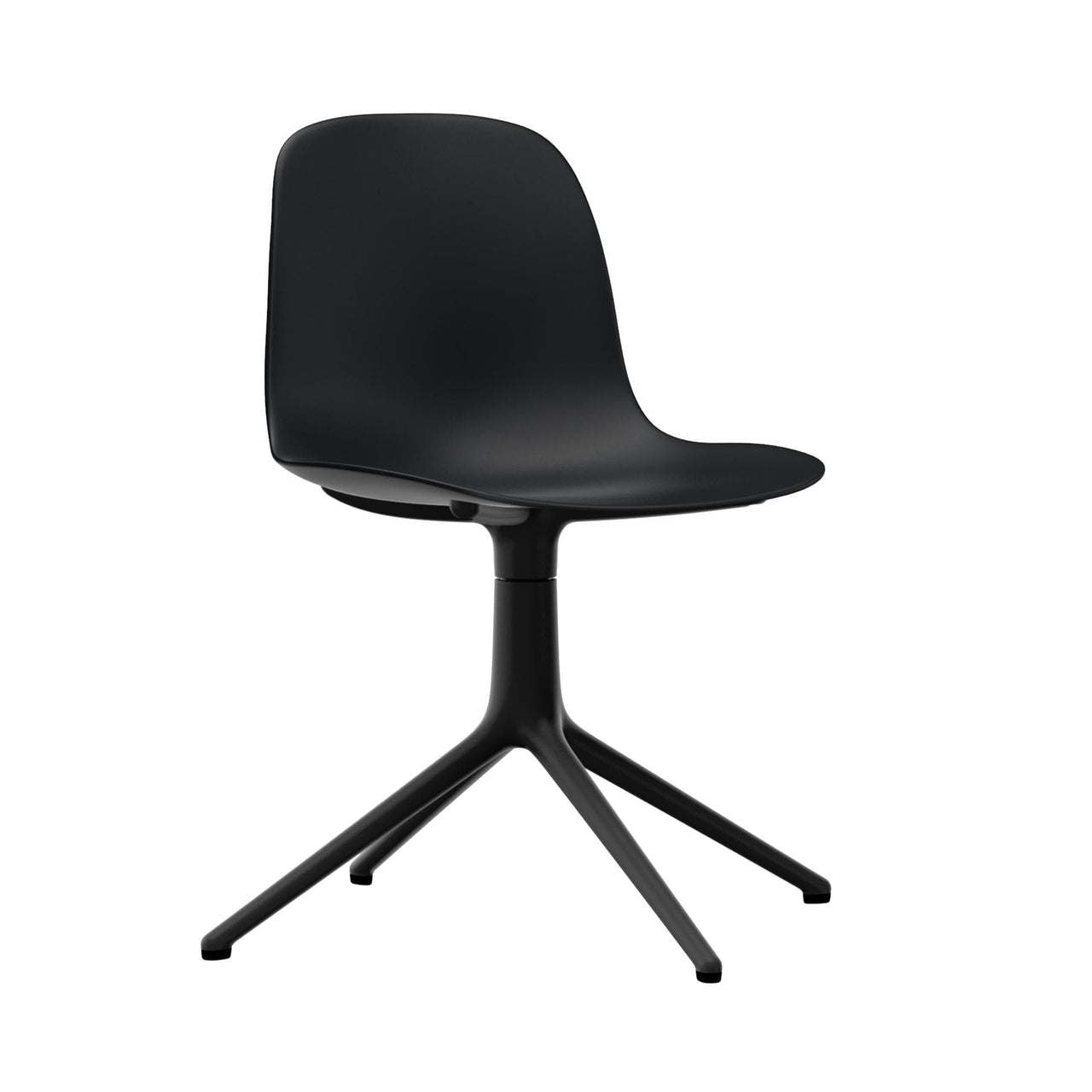 Form Chair: Swivel + Black + Black Aluminum + Without Castors