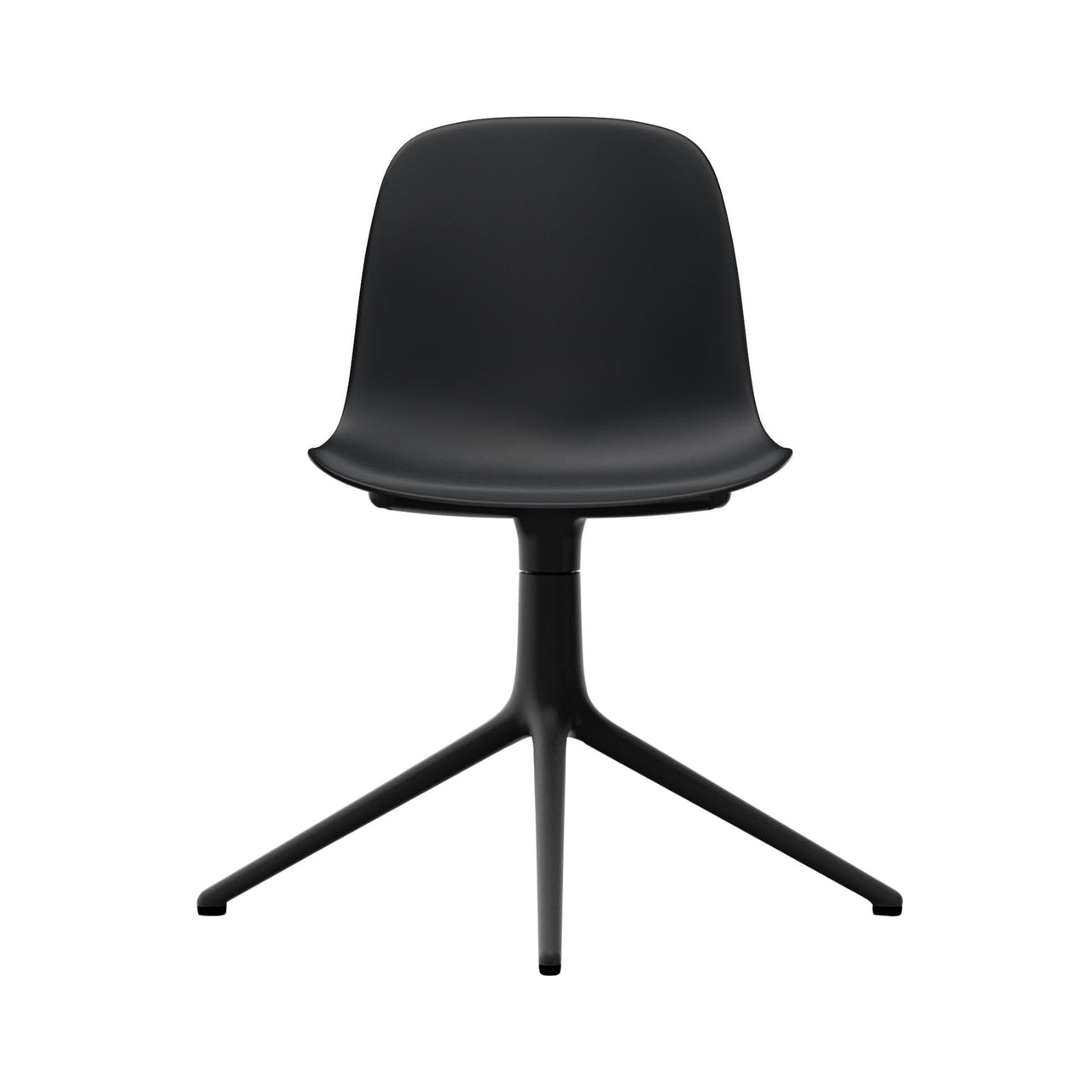 Form Chair: Swivel + Black + Black Aluminum + Without Casters