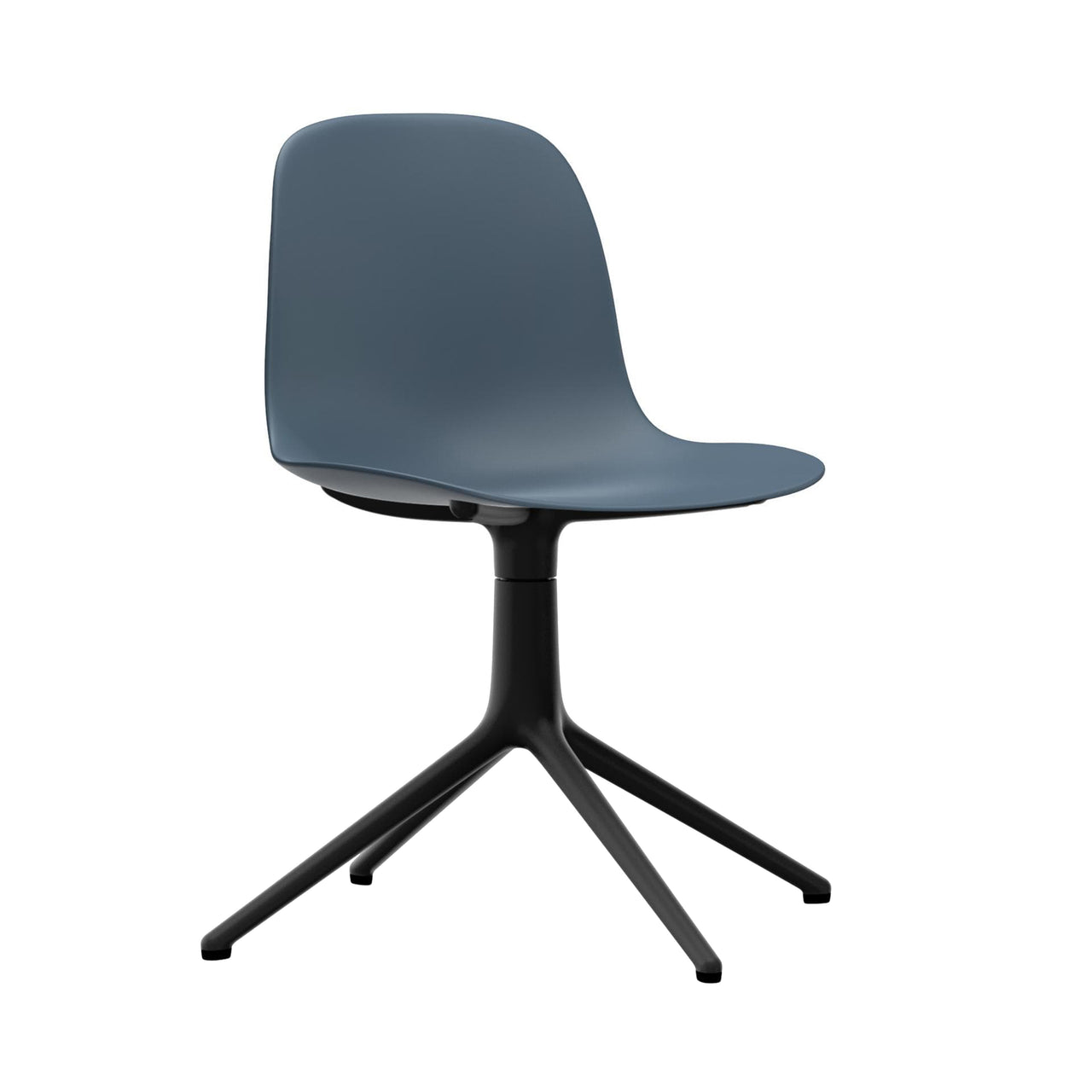 Form Chair: Swivel + Blue + Black Aluminum + Without Castors