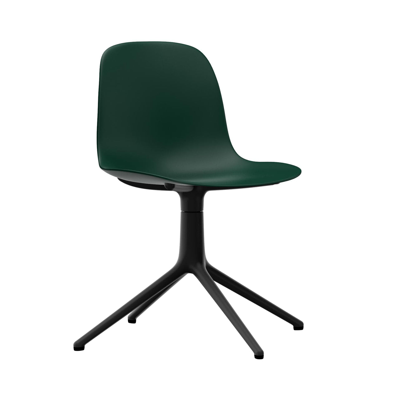 Form Chair: Swivel + Green + Black Aluminum + Without Castors
