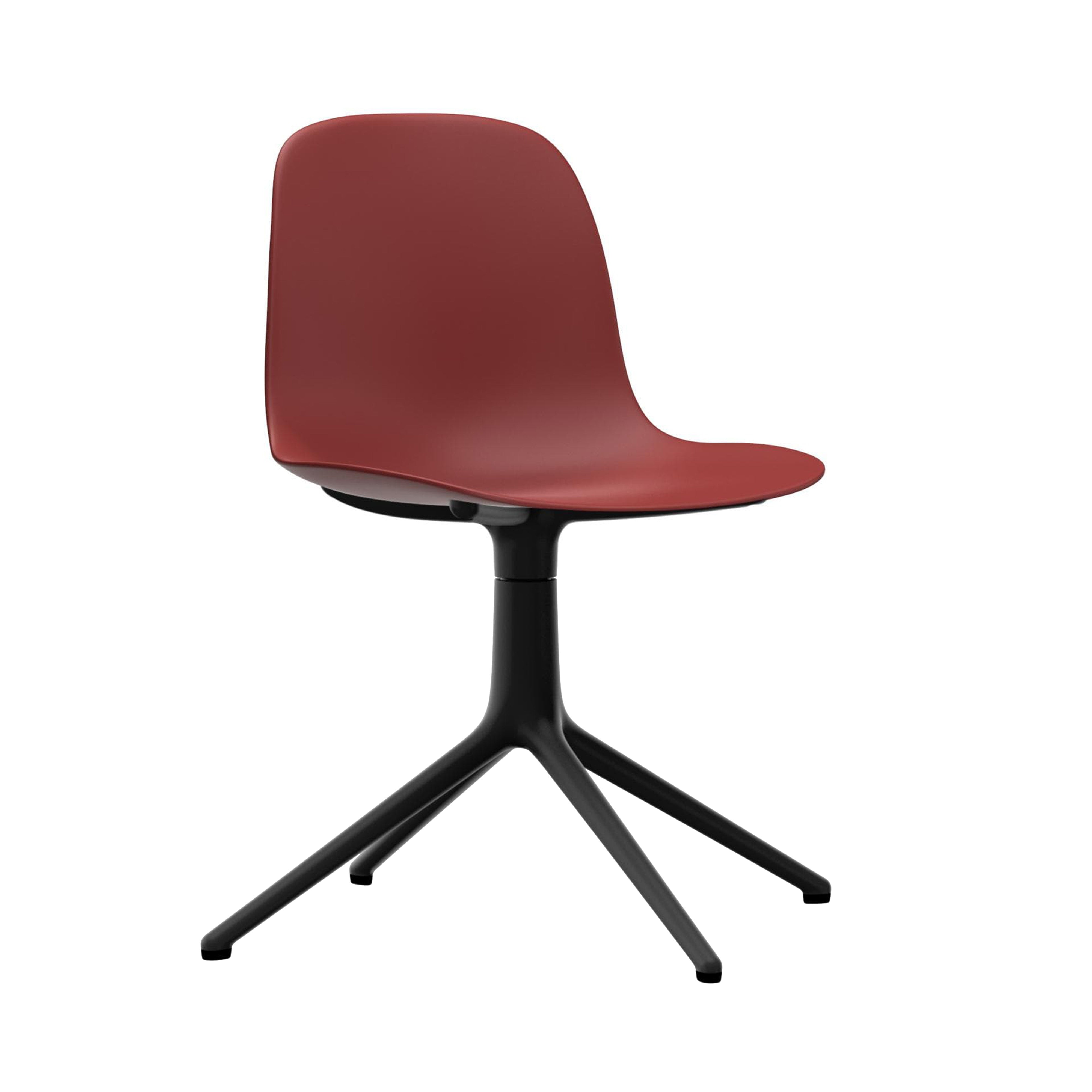 Form Chair: Swivel + Red + Black Aluminum + Without Castors