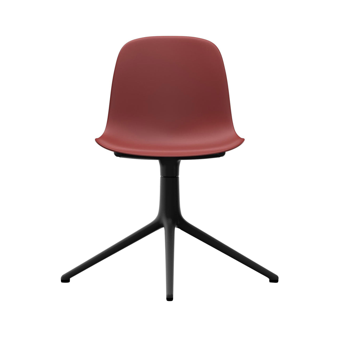 Form Chair: Swivel + Red + Black Aluminum + Without Casters