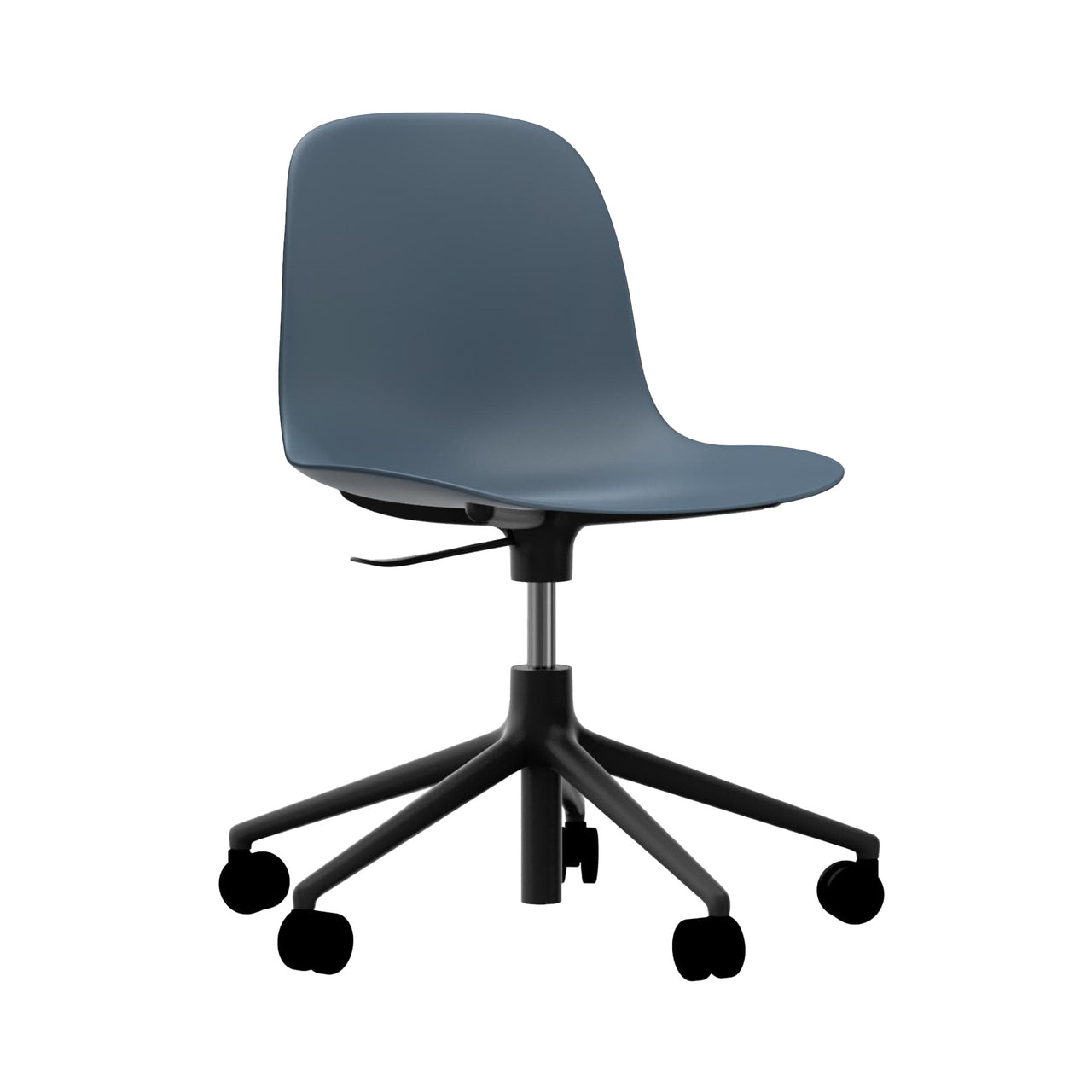 Form Chair: Swivel 5W Gaslift + Black Aluminum + Blue
